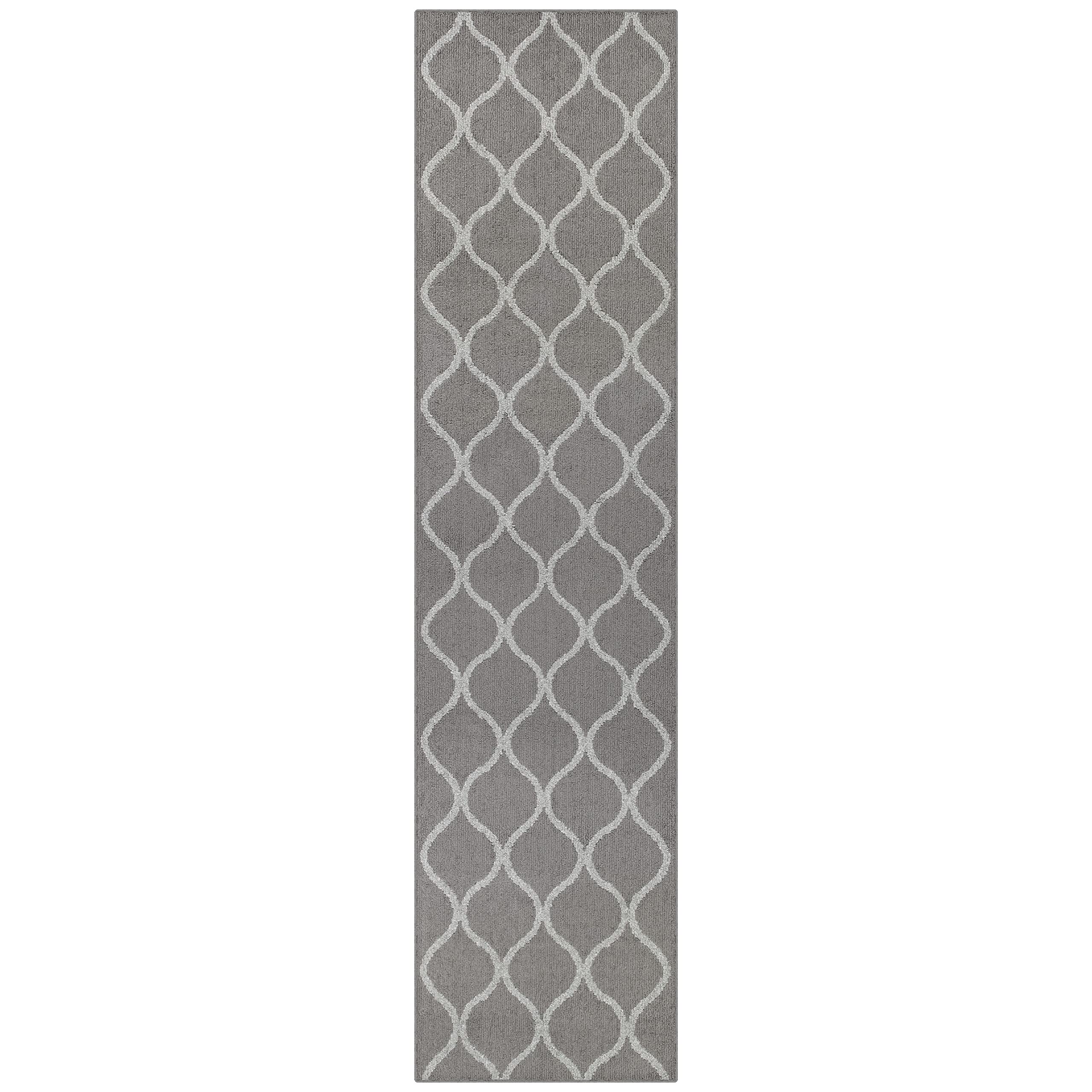 Maples Rugs Rebecca Contemporary Runner Rug Non Slip Hallway Entry Carpet [Made in USA], 26 x 10, True Grey