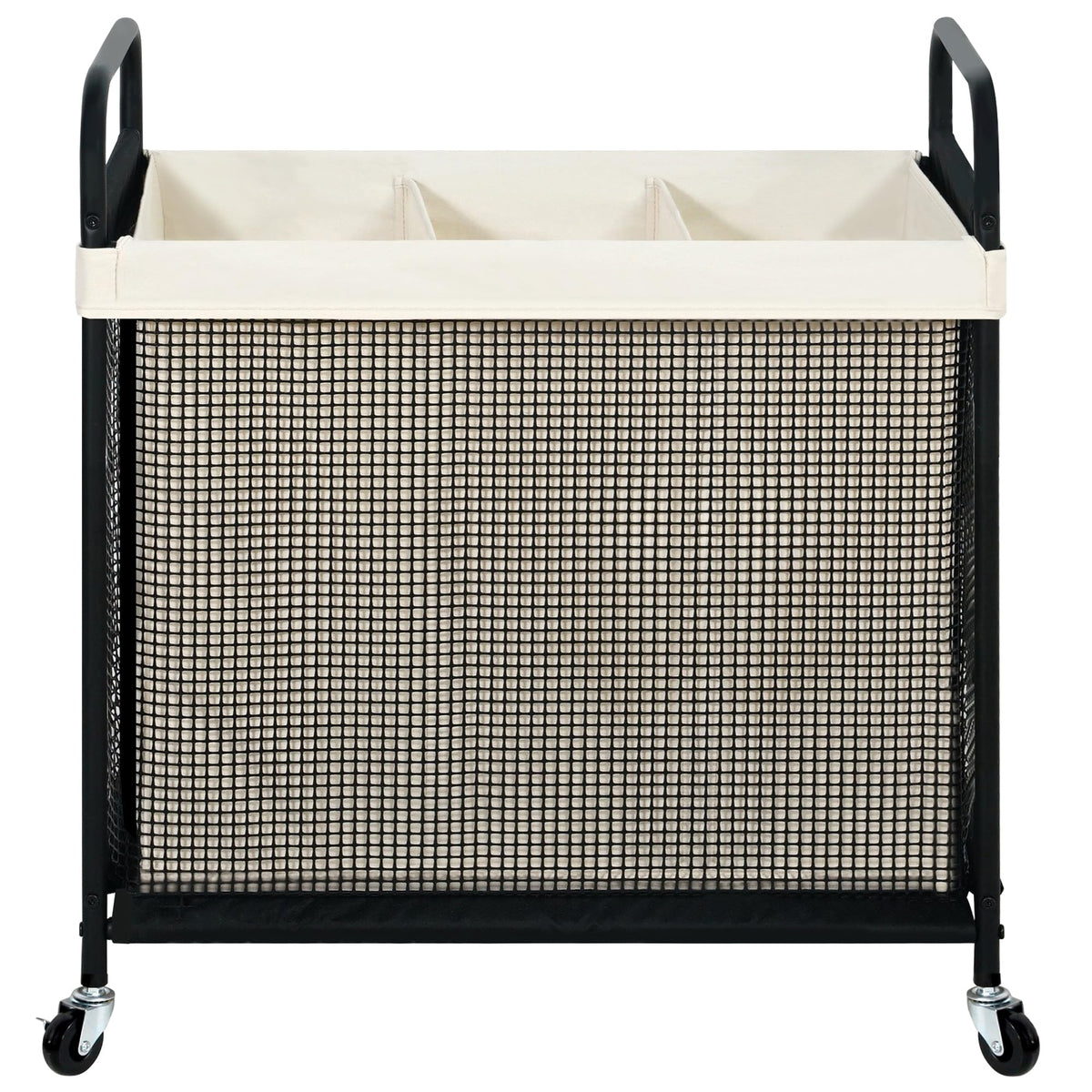 Sto Sto Laundry Hamper 3 Section, 120L Rolling Laundry Sorter Cart With Removable And Washable Liner Bag, Rolling Clothes Hamper