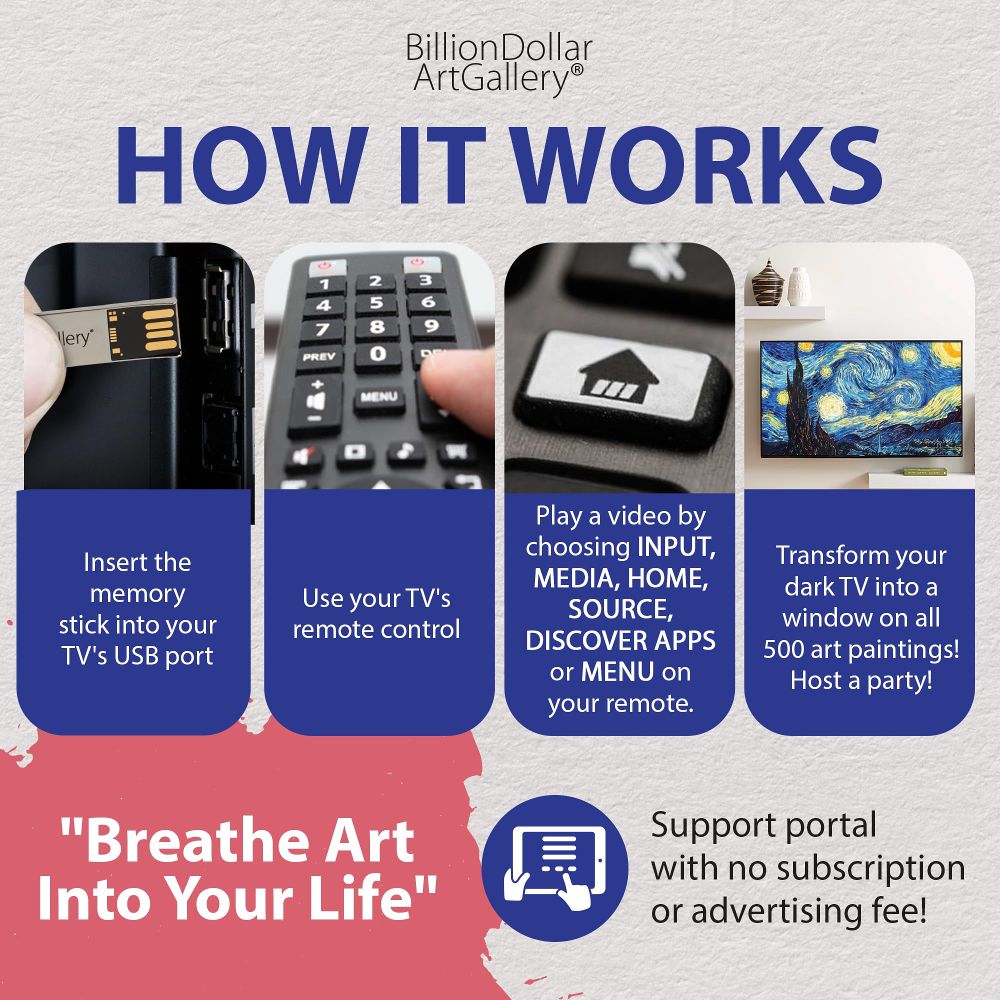 BillionDollarArtGallery?Transform Your TV Into Wall Art  Display 500 of The World's Most Iconic Paintings  Art TV  Unique Gift  Home D?or  Living Room Decor  Wall Art