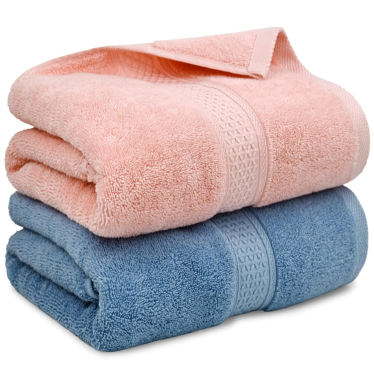Cleanbear Ultra Soft Bath Towel Set Of 2, 100% Cotton Towels For Shower, Spa Or Swim Use, Medium Weight Extra Absorbent 55 X 27