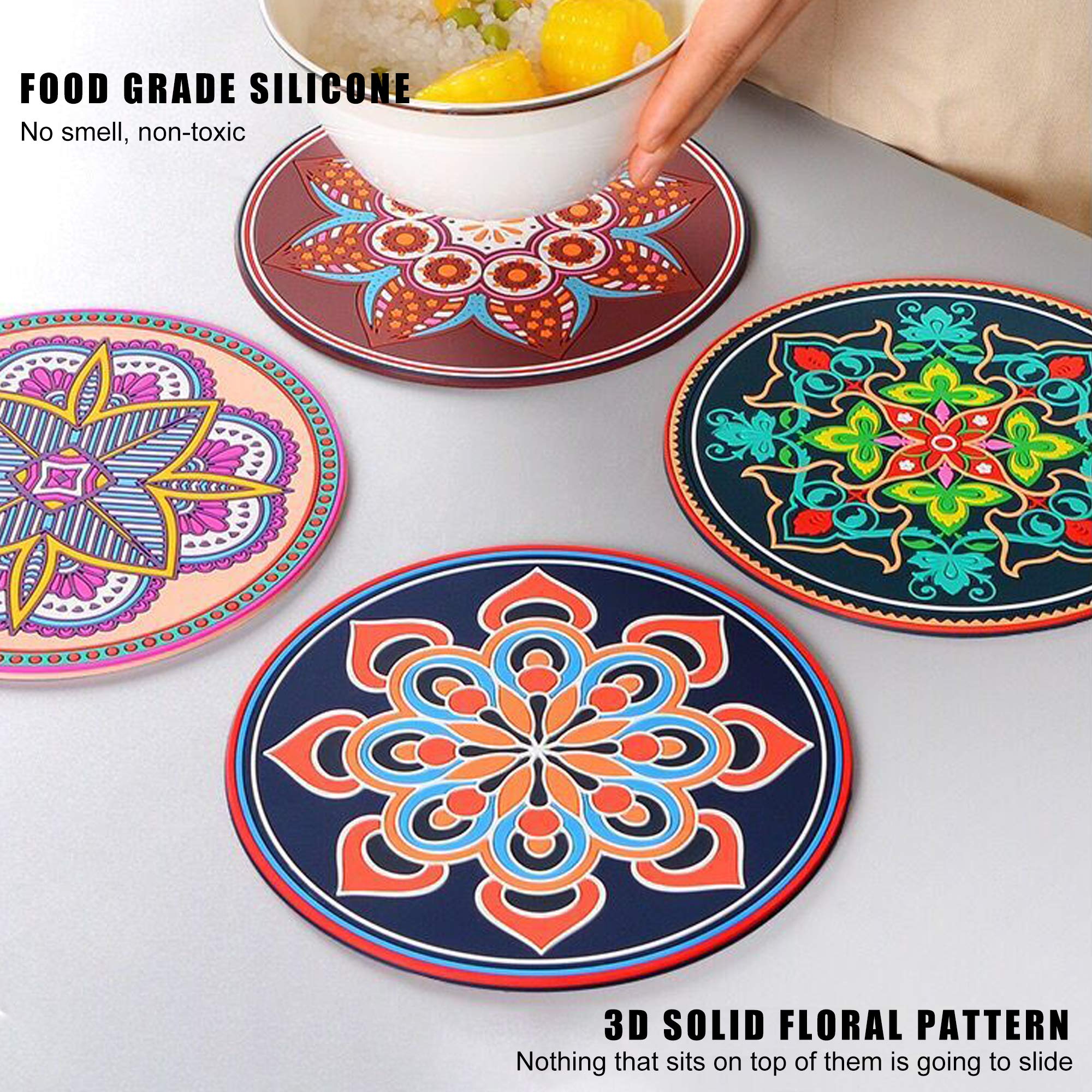 Longjet Trivets For Hot Dishes, Hot Pot And Pan Mats, Pot Holders For Kitchen, Kitchen Accessories For Countertop (Silicone/Vint