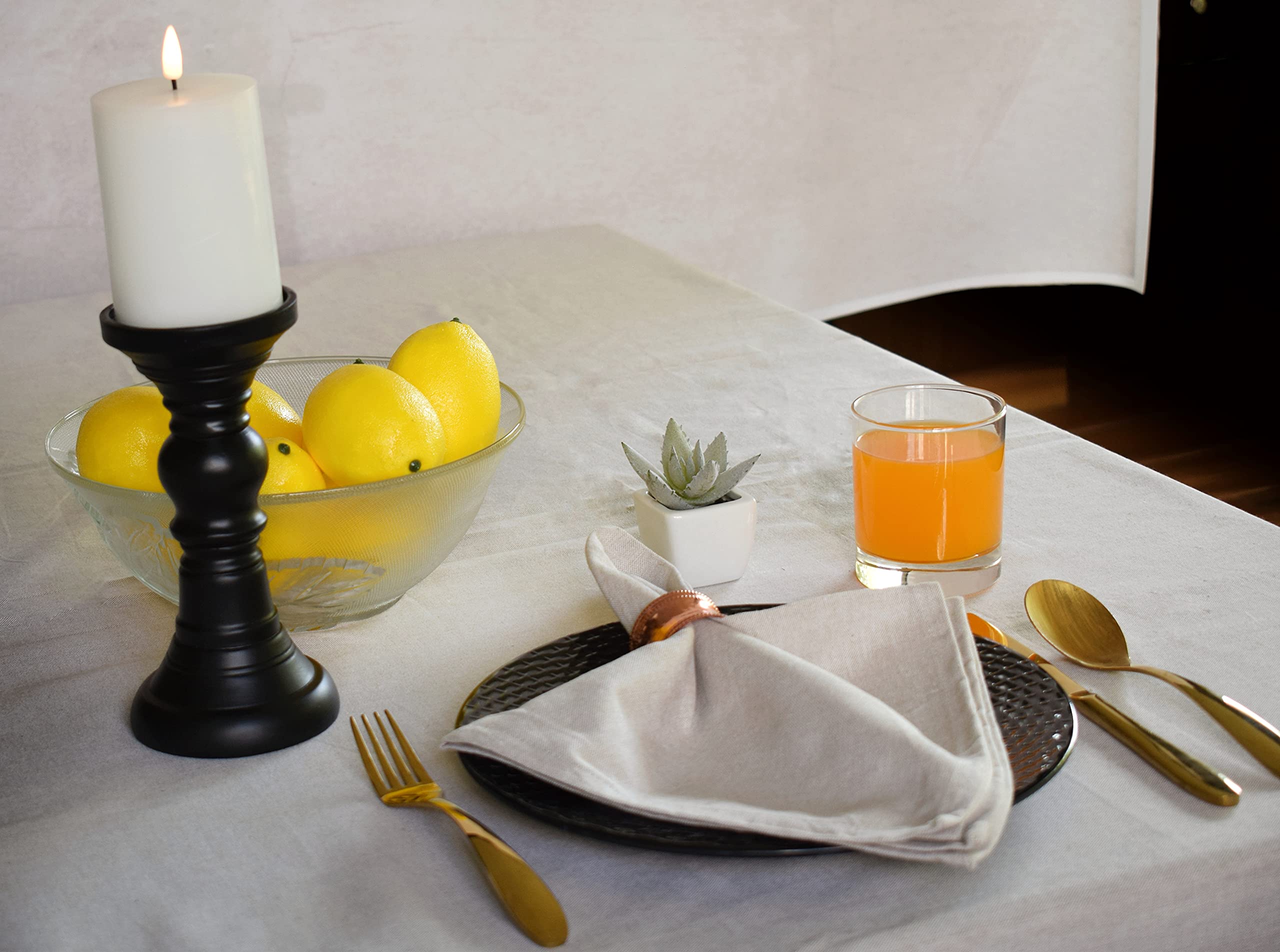 Yourtablecloth Chambray Round Tablecloth (Natural, 70'' Round)