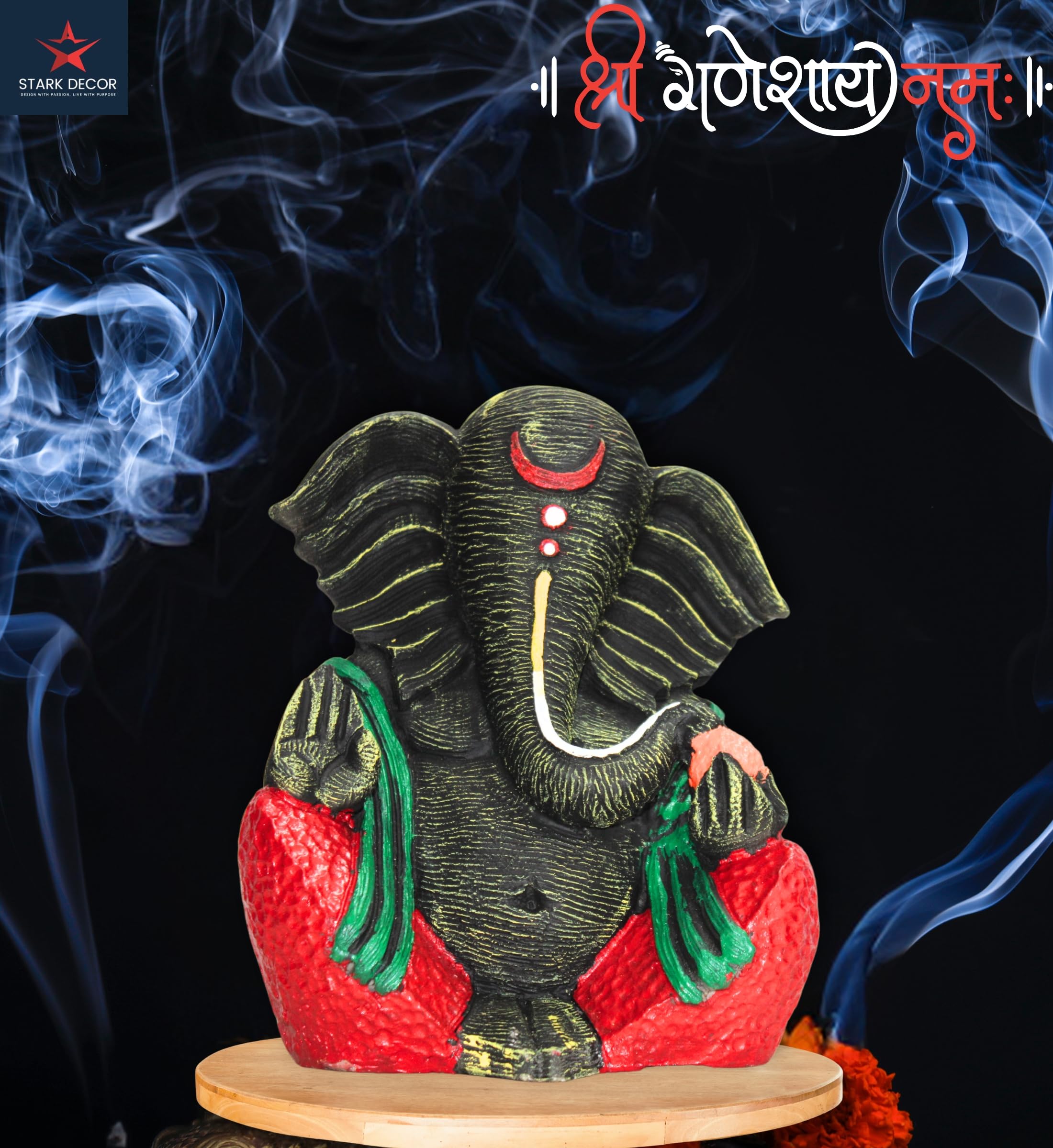 Stark Dcor Celestial Ganesh Exhibit Baseganpati Idol For Home Decor Puja Lord Ganesh Statue Gift For Office Desk Puja Room Figur