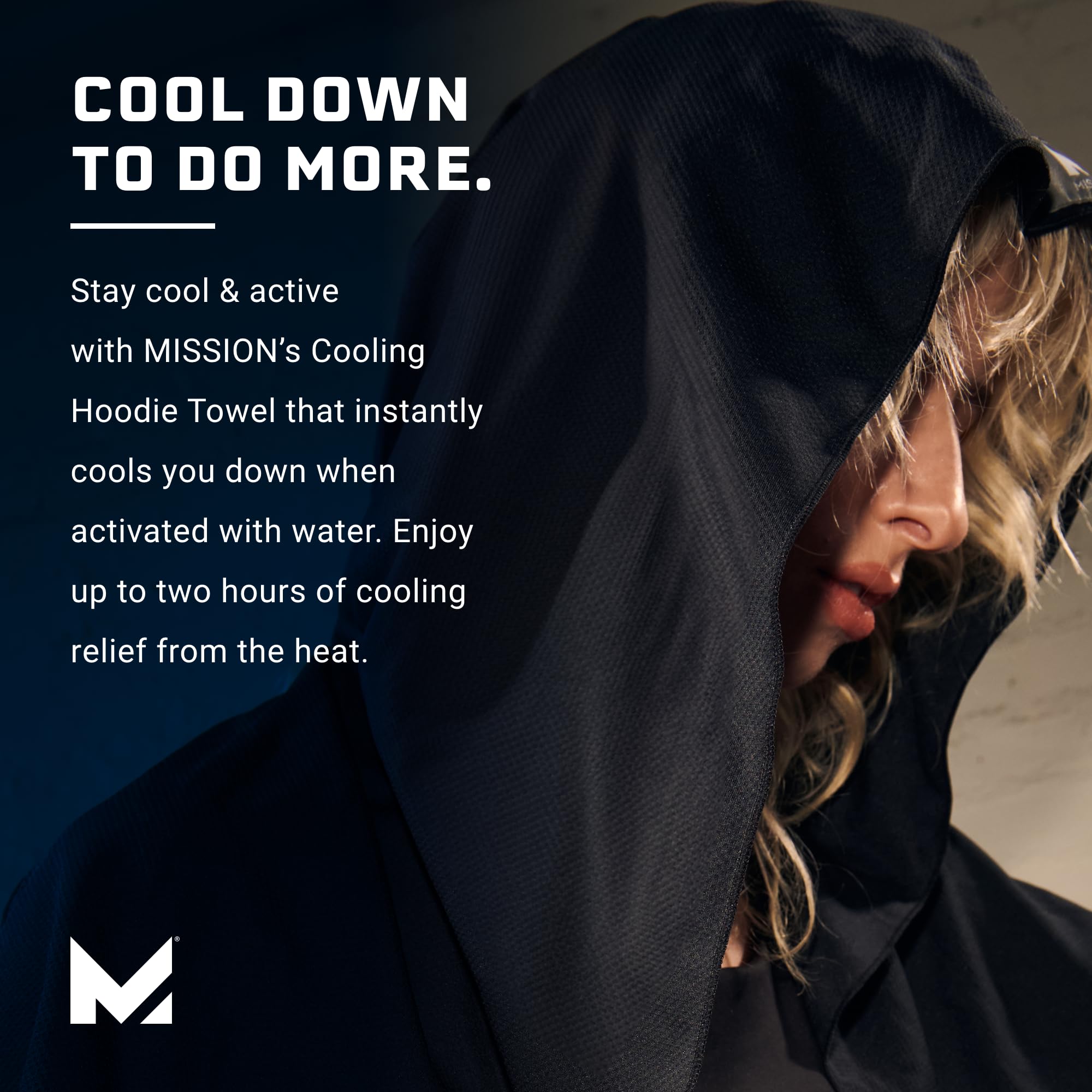 Mission Cooling Hoodie Towel, Mission Blue - Soft, Durable Microfiber - Cools Up To 2 Hours - Upf 50 Sun Protection - Machine Wa