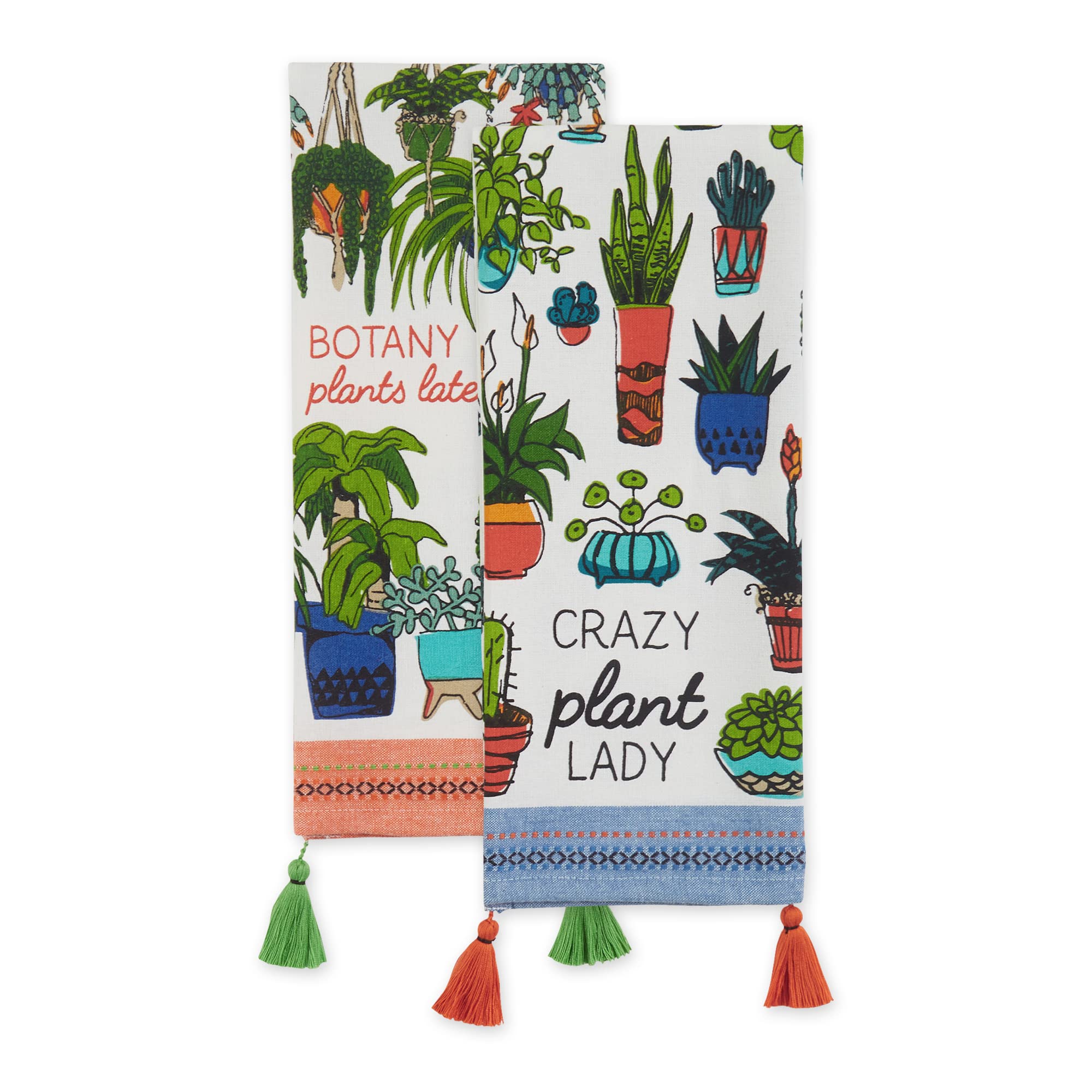 ASST CRAZY PLANT LADY PRINTED DISHTOWEL SET/2