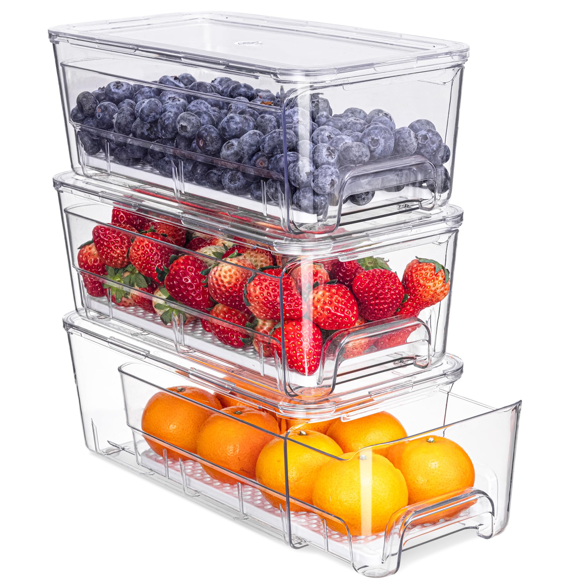 Brippo 3Pack Fridge Organizers and Storage, Stackable Refrigerator Bins