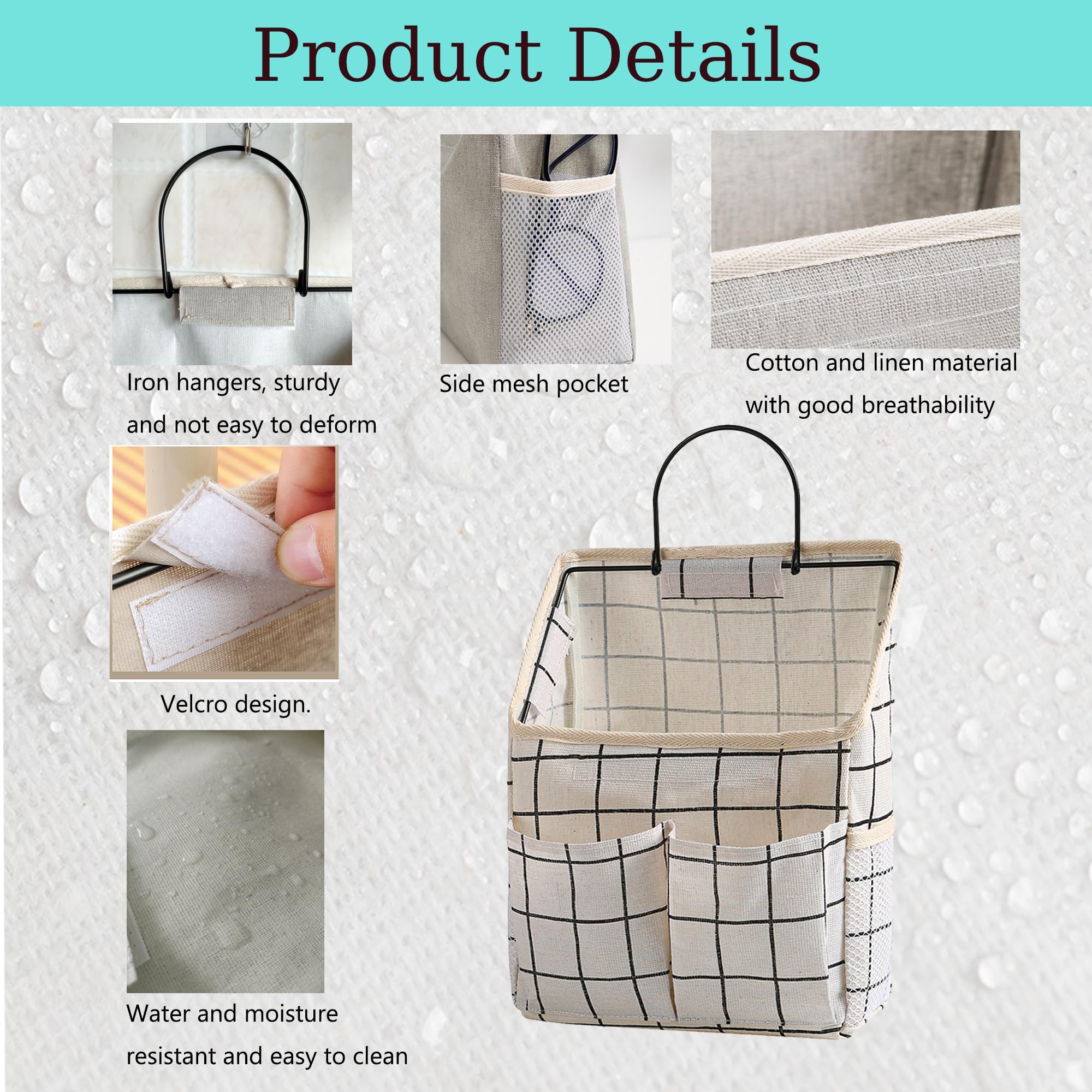 2 Pack Wall Hanging Storage Bag,Wall Hanging Organizer Bags With Pockets, Wall Organizer Storage For Dormitory Bathroom Bedroom