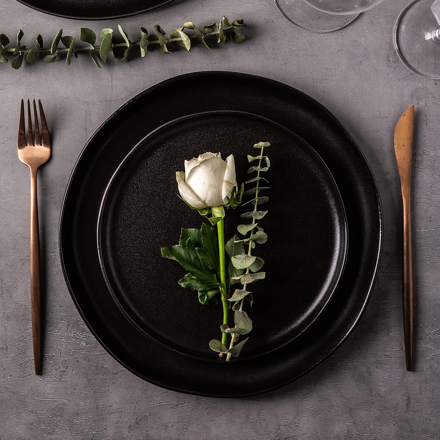 Amorarc Ceramic Dinner Plates Set Of 6, Wavy Rim 10.5 Inch Stoneware Dish Set, Large Dinnerware Plates For Kitchen-Microwave&Dis