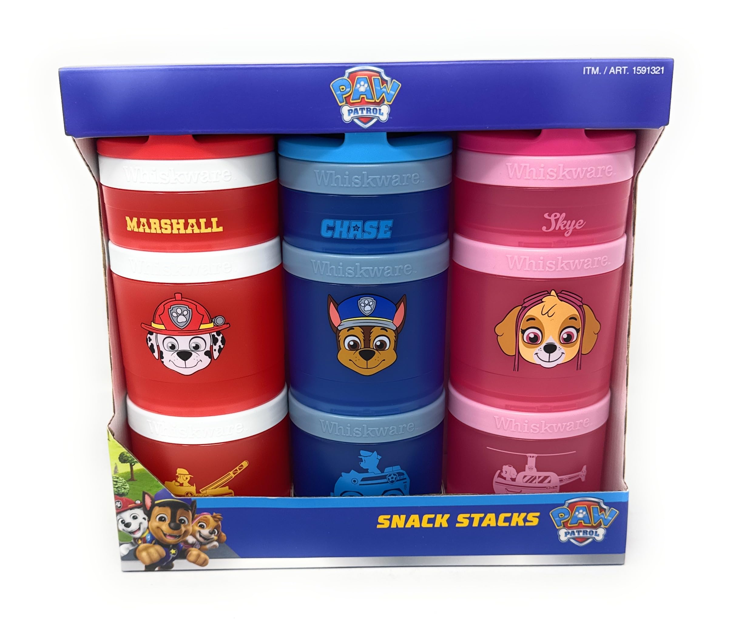 Whiskware Stackable Snack Containers For Kids And Toddlers, 3 Partable Snacking Made Easy For School And Travel, Nickelodeon Paw