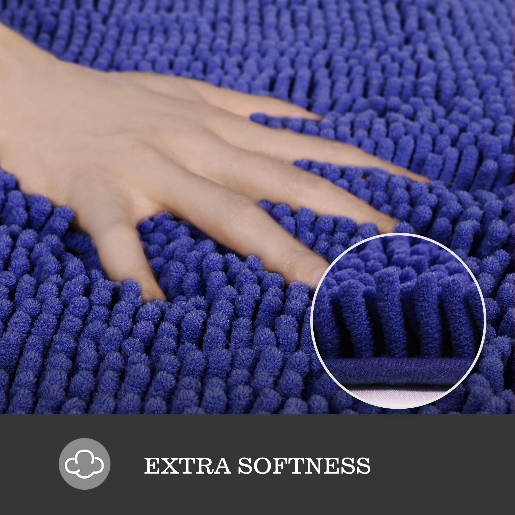 Yeaban Royal Blue Bathroom Rugs Sets 2 Piece - Thick Chenille Bath Mats | Absorbent And Washable Bath Rug Non-Slip, Plush And So