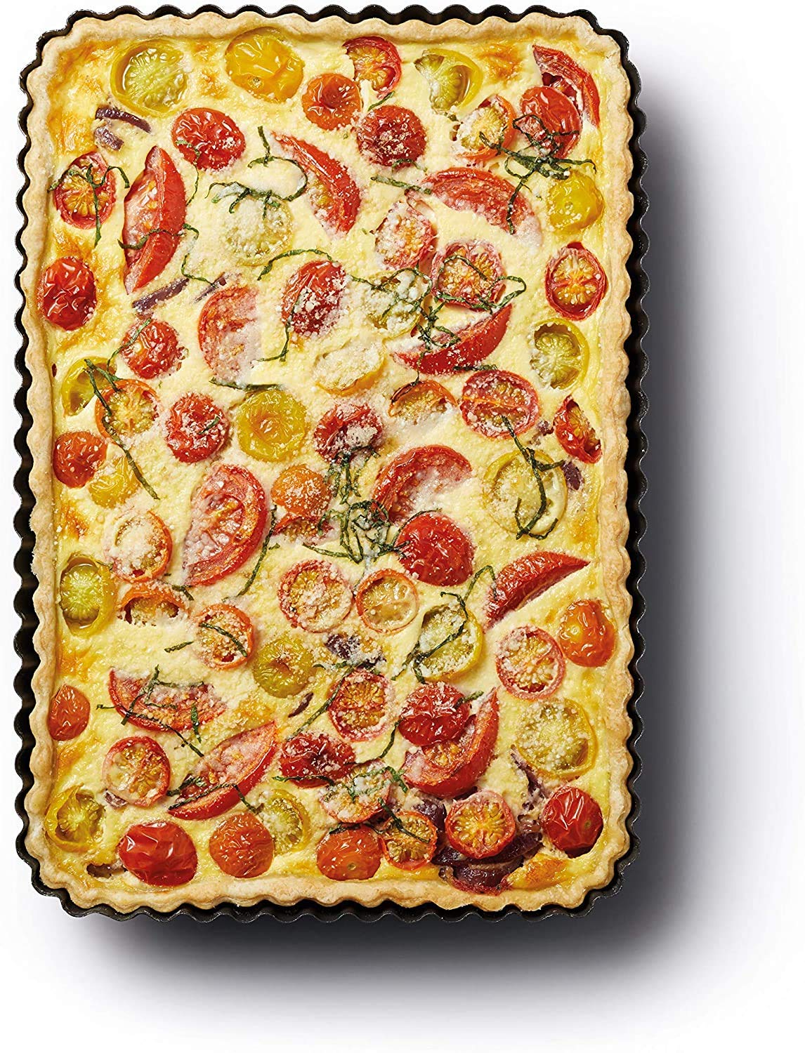 Masterclass Kcmchb55 31 X 21 Cm Loose Bottomed Tart Tin With Pfoa Non Stick, Robust 1 Mm Thick Carbon Steel, 12 X 8.5 Inch Flute