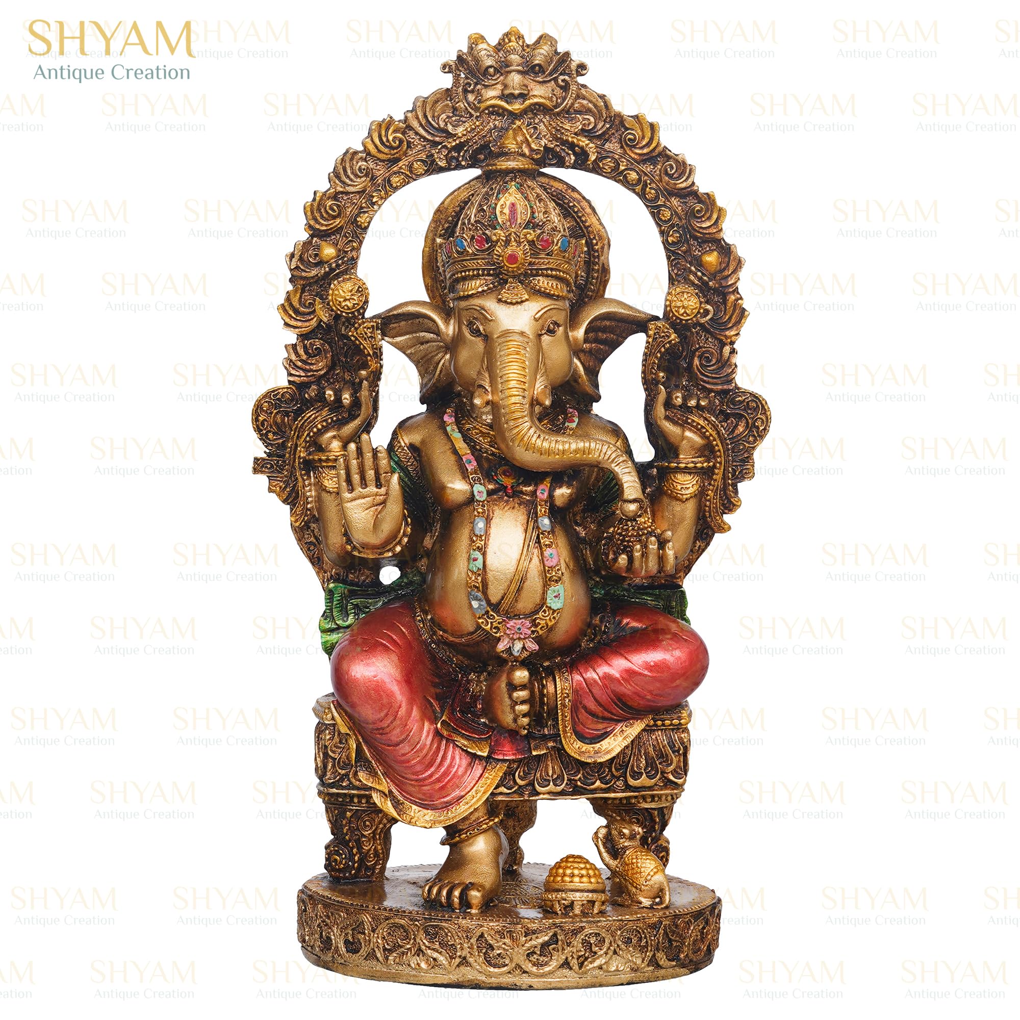 Shyam Antique Creation 10 Ganesh Ji Mehrav Statue Sitting Ganesha Murti For Diwali Bhagwan Ganpati Bappa Blessing Idol Figurine