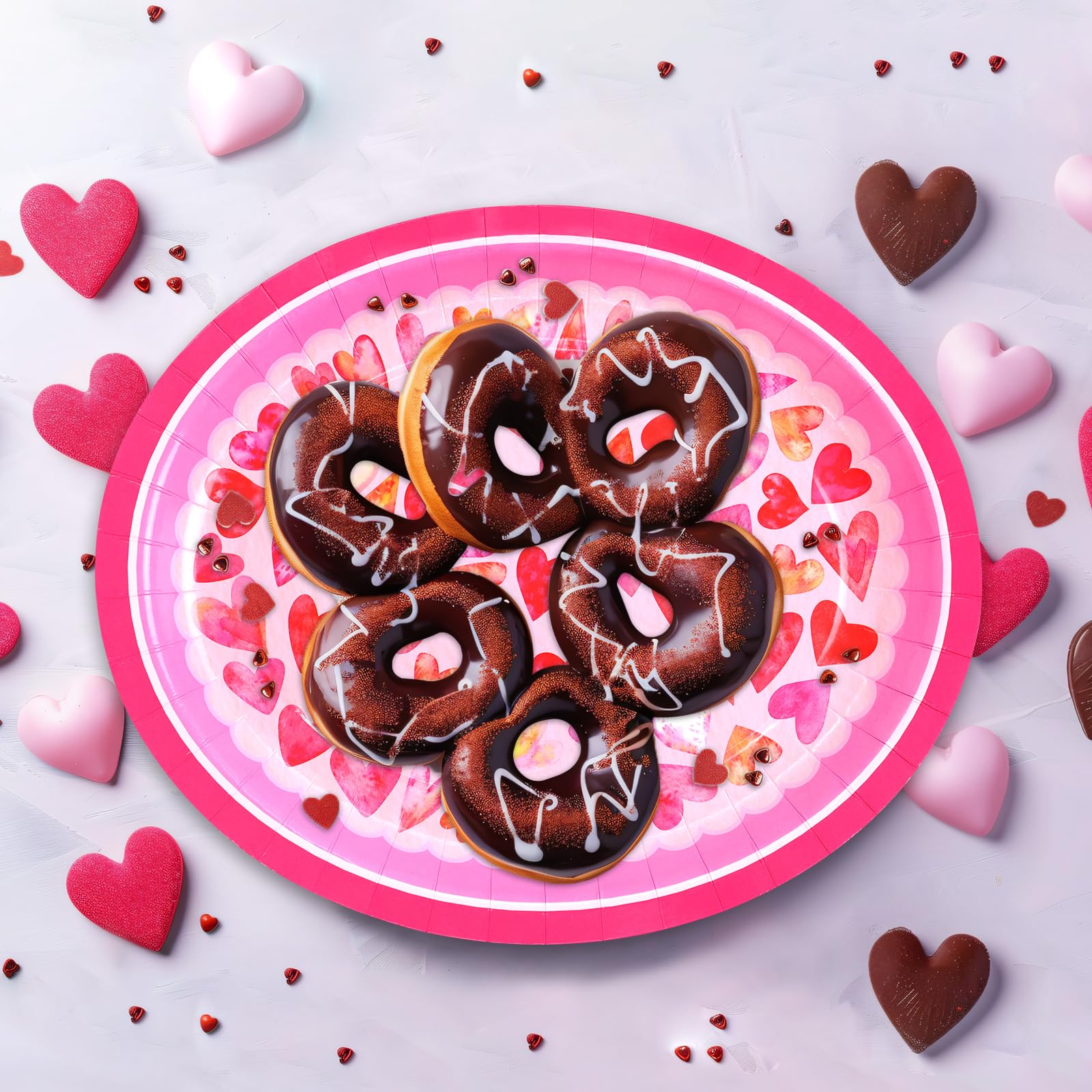 Ceiba Tree 30 Pack Valentines Day Oval Plates Heart Paper Plates Disposable Happy Valentine'S Day Party Supplies