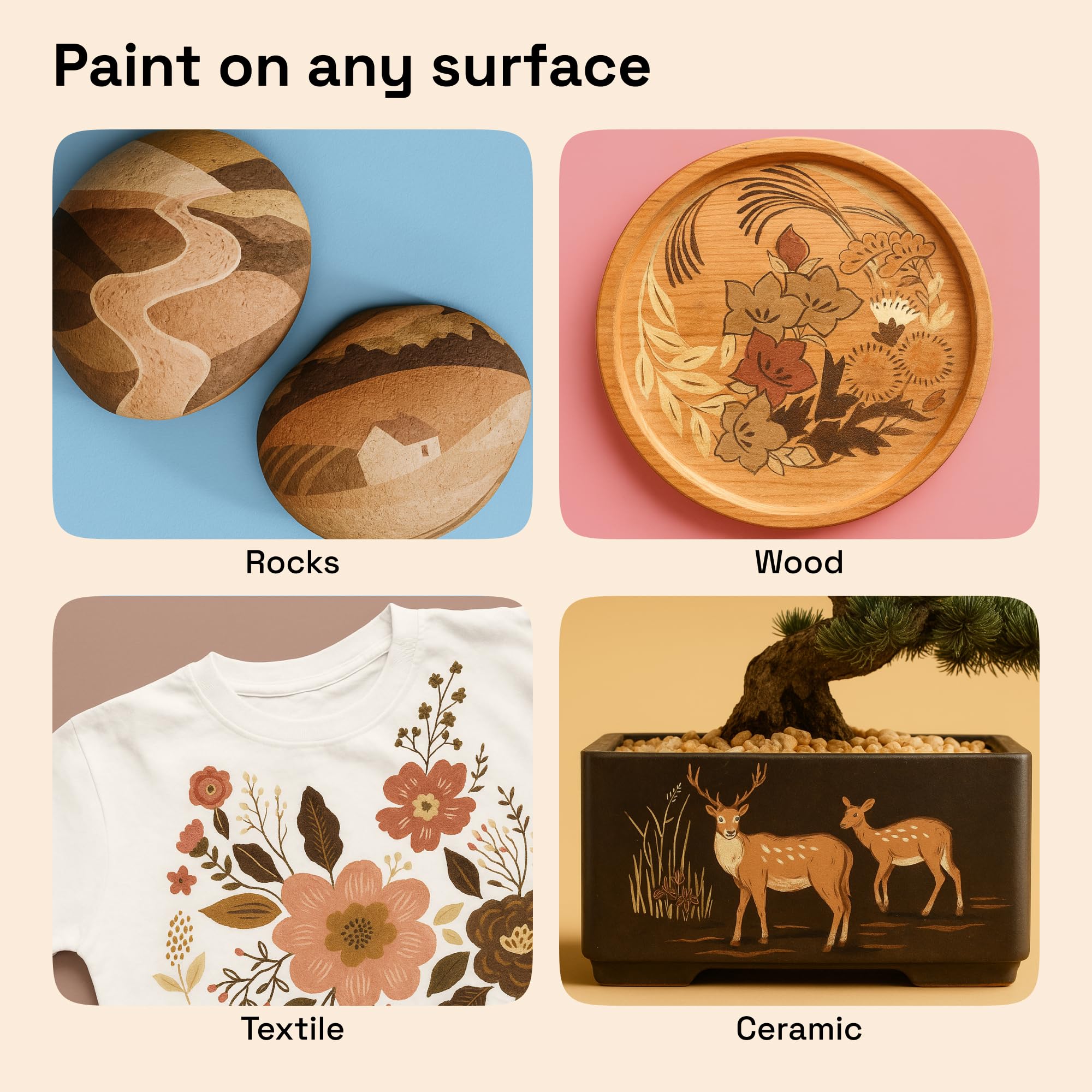 ARTISTRO 12 Skin Tone Paint Pens for Glass Marking, Rock Painting, Ceramic, Wood, Fabric, Scrapbooking, DIY Craft Making, Colori