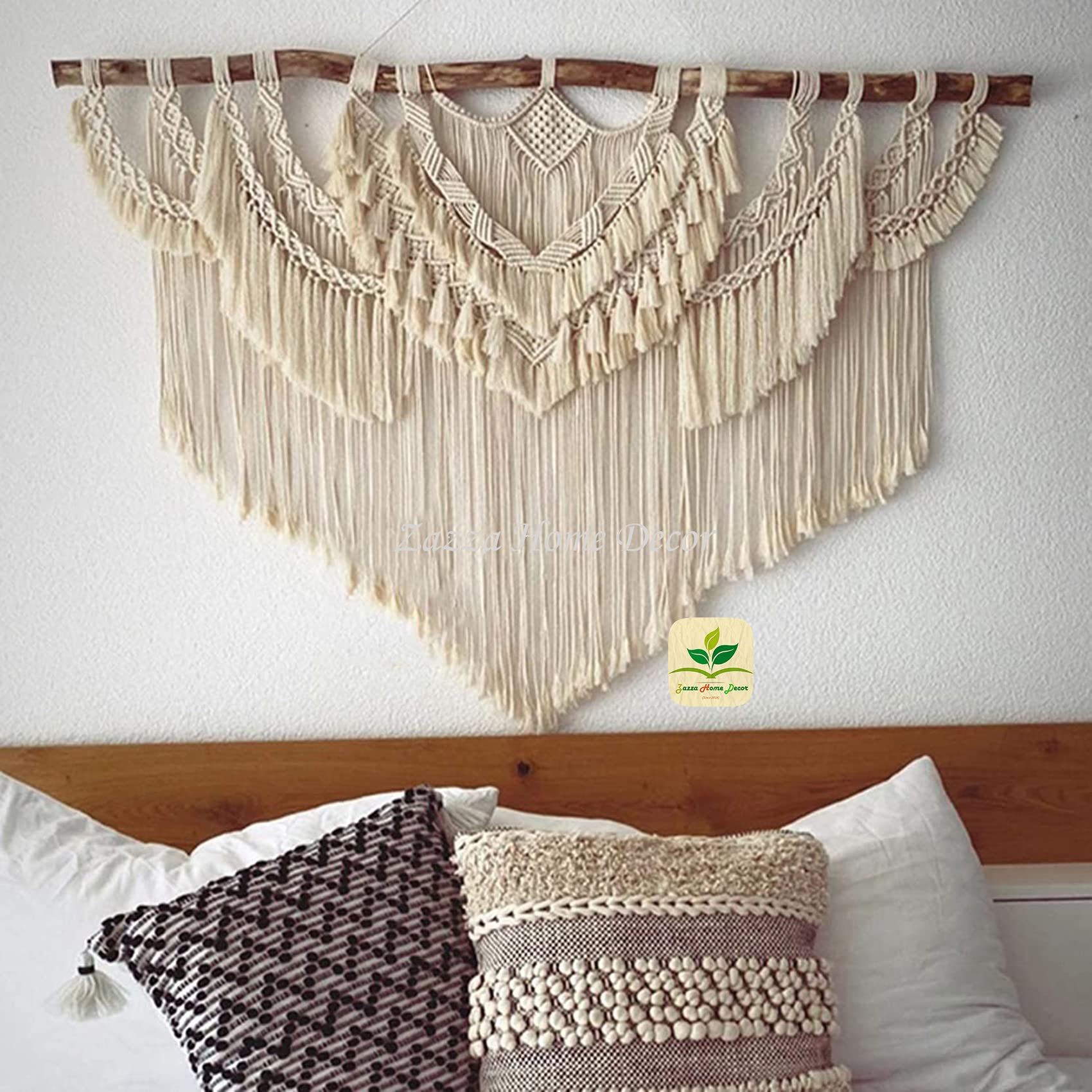 Zazza Home Decor - Large Macrame Wall Hanging Wedding Decor Macrame Style Boho Wall Decor Fibre Big Fiber Art Cotton Boho Chic W