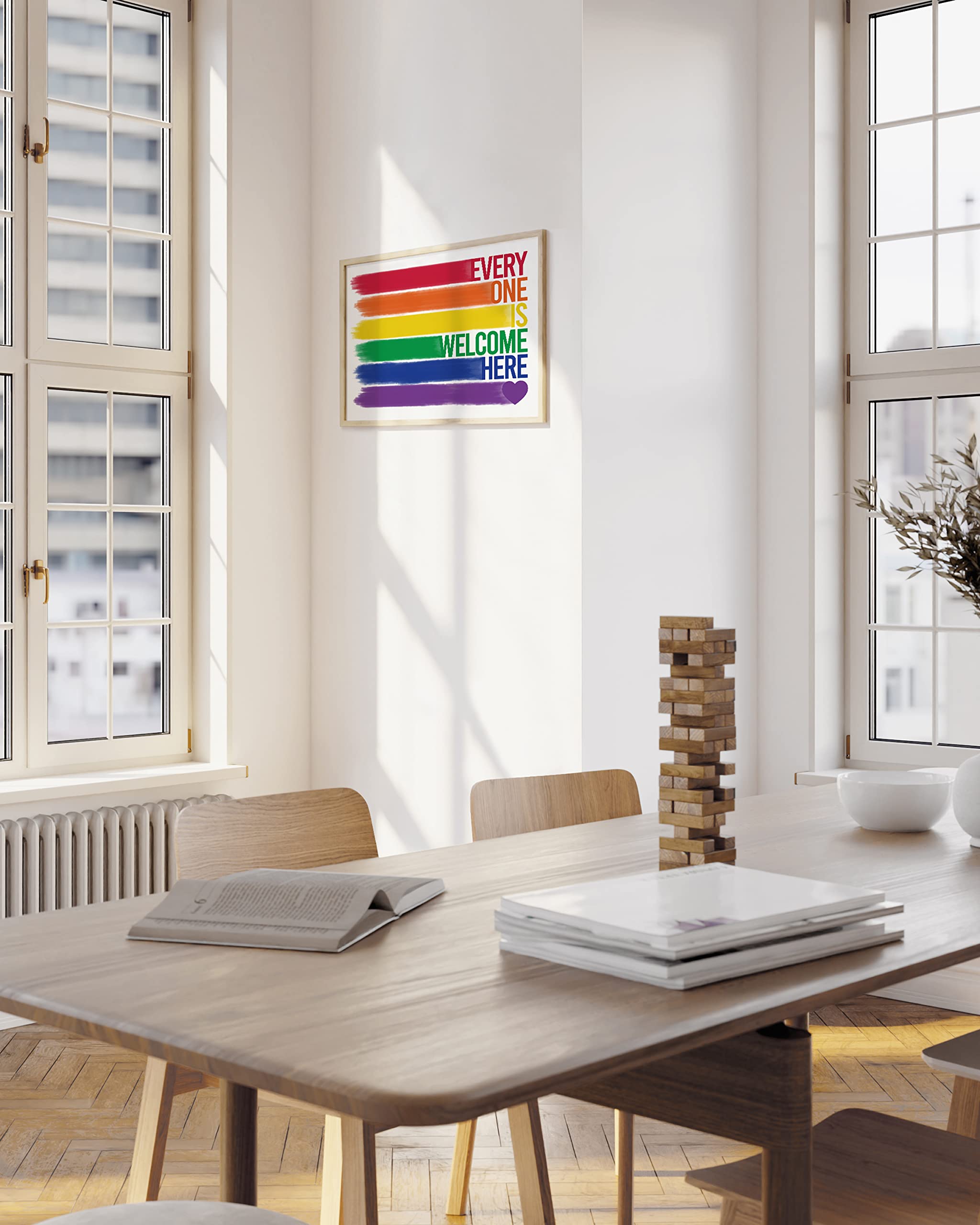 HAUS AND HUES Pride Artwork Rainbow Wall Art - Gay Pride Decor Rainbow Poster  Rainbow Office Decor  Pride Poster  Pride Stuff  Gay Signs  Pride Gifts & Decorations  LGBT gifts UNFRAMED 12''x16''
