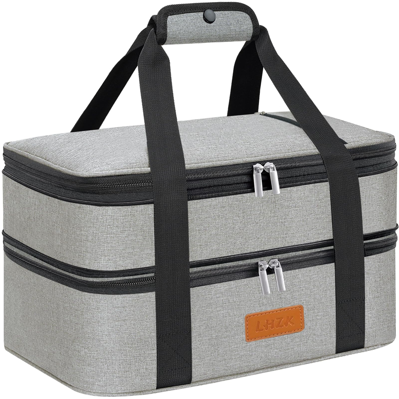 LHZK Double Insulated Casserole Carrier for Hot or Cold Food, Lasagna Holder Tote for Potluck Parties, Beach, Picnic, Travel, Fi