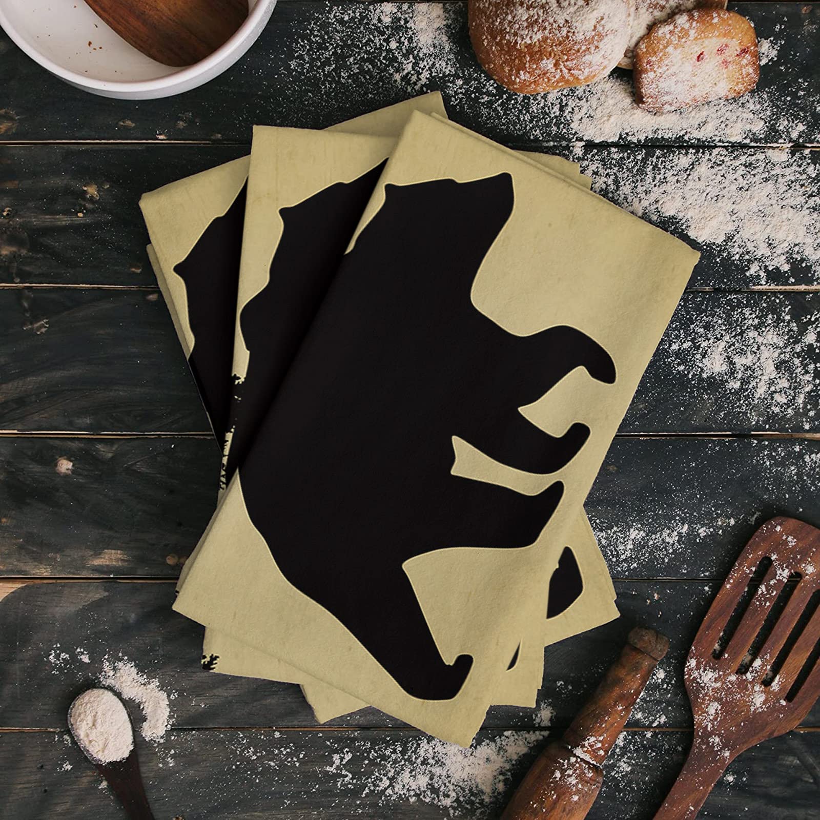 Hokiten Kitchen Towel Set, Black Bear Forest Silhouettes Fast Drying Microfiber Kitchen Towels Dish Cloths, Tea Towels/Bar Towel