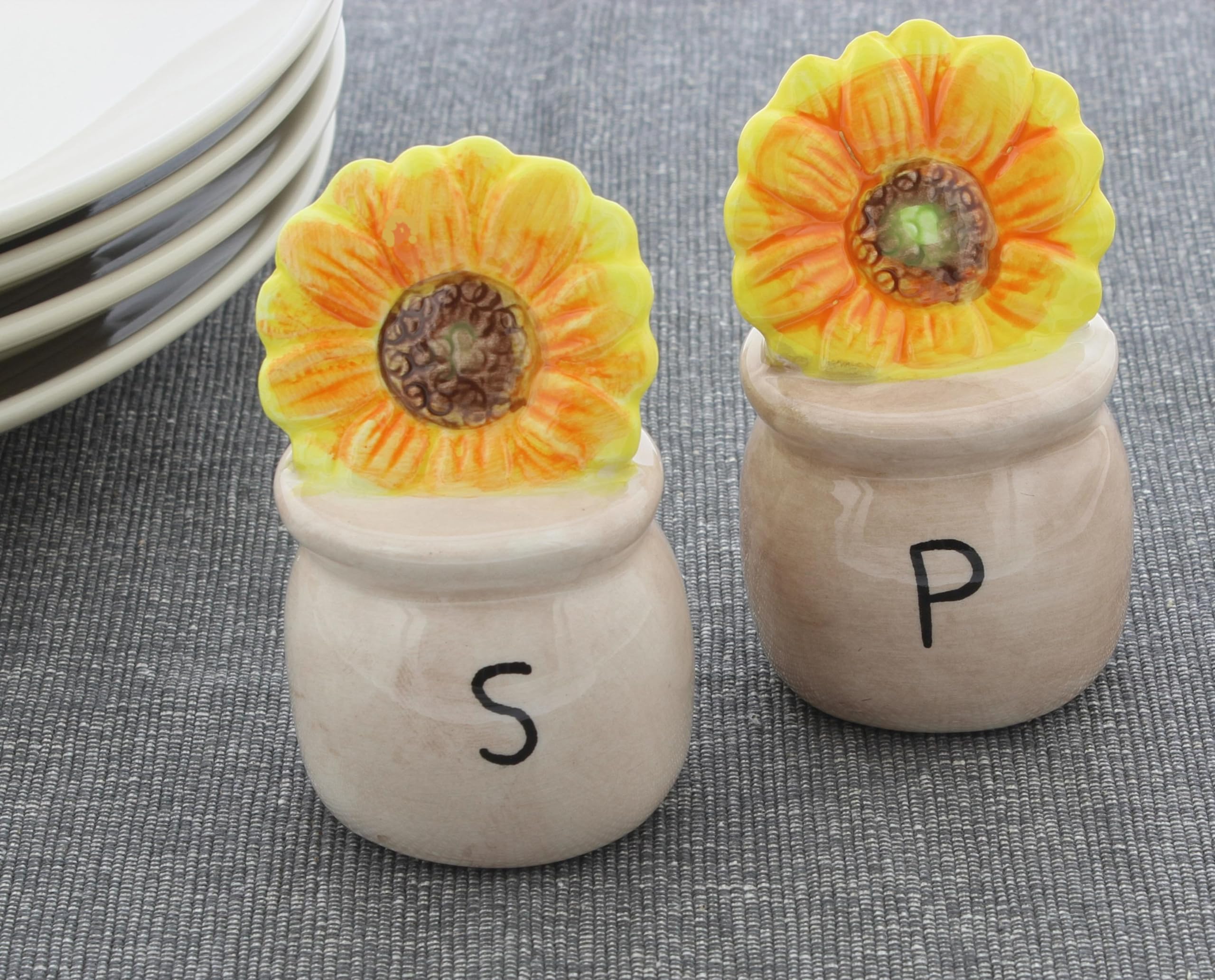 Potted Sunflowers Ceramic Salt & Pepper Shakers