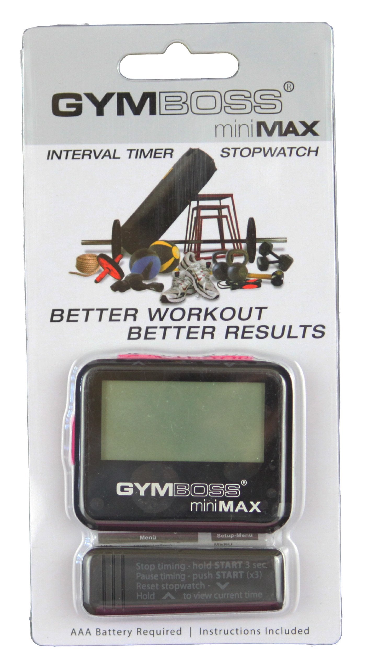 gymboss miniMAX Interval Timer and Stopwatch - BlackPink SOFTcOAT