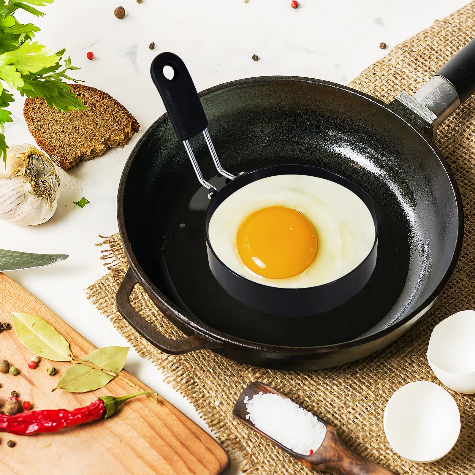Lxlovesm 3 Packs 3.5'' Egg Rings Set With Silicone Handle, Stainless Steel Egg Cooking Rings,Nonstick,For Frying Eggs And Egg Mc