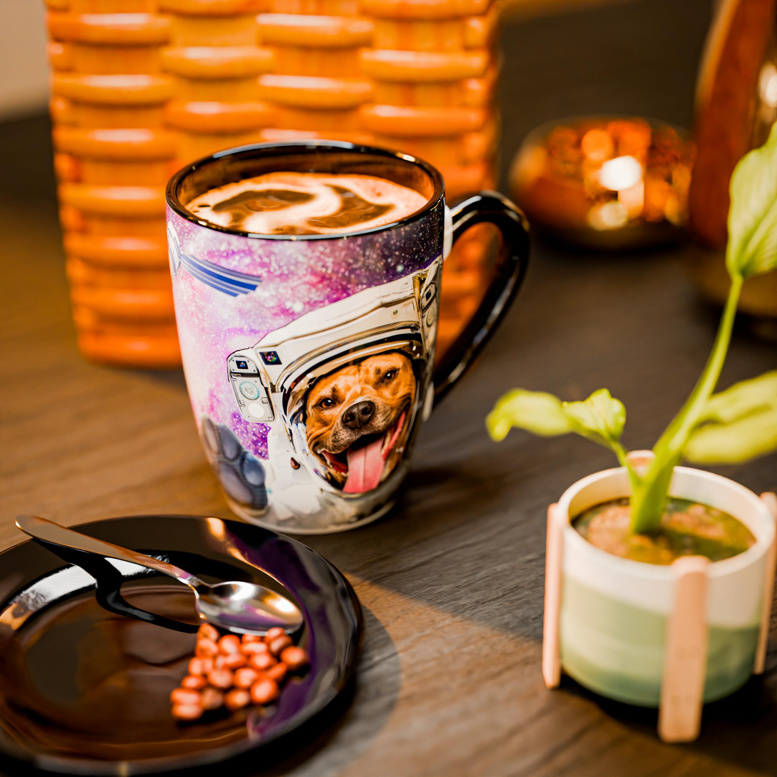 Color Changing Space Dog Coffee Mug 15oz - Astronaut Pitbull & Husky Galaxy Reveal - Funny Heat Sensitive Novelty Dog Mug, Uniqu