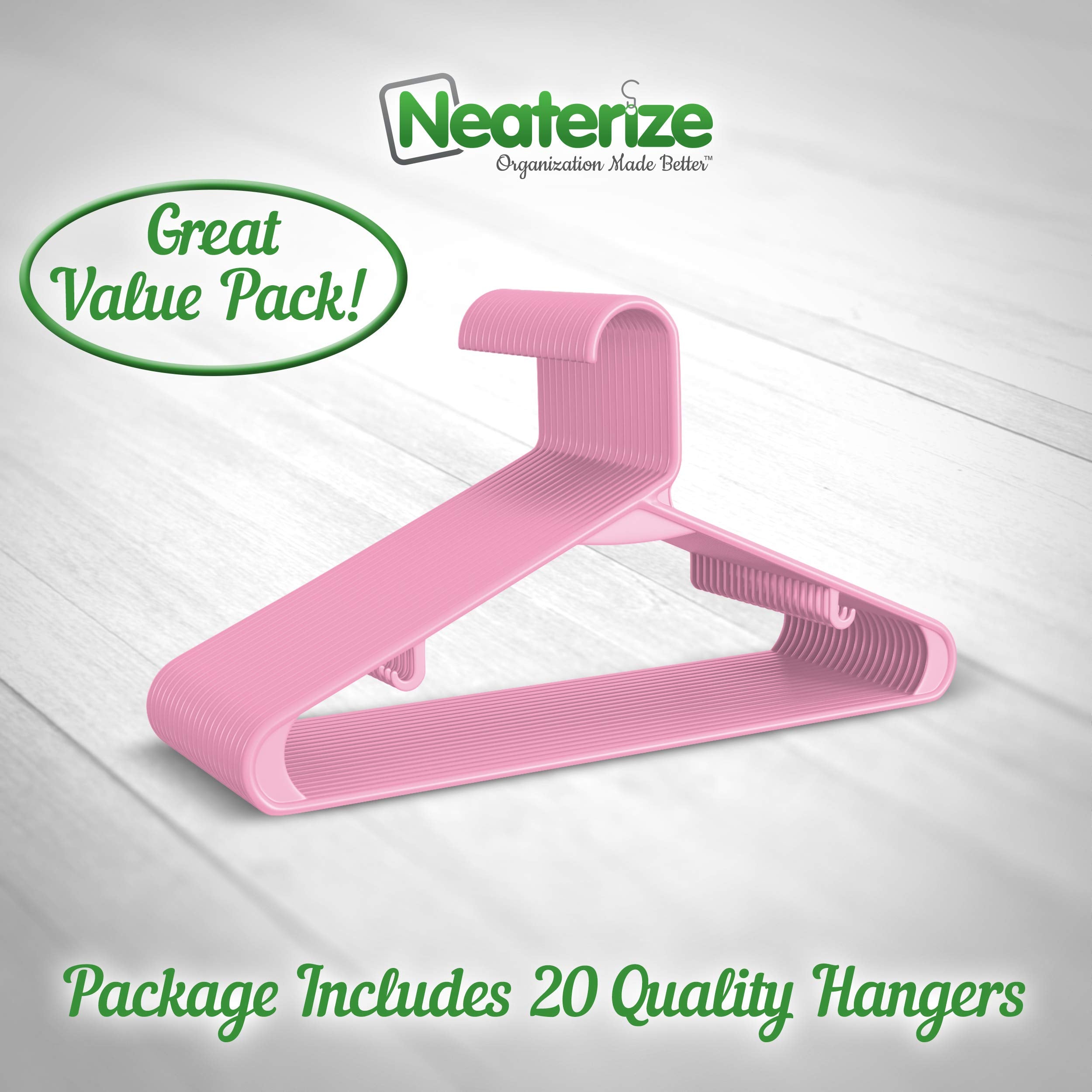 Clothes Hangers Plastic 20 Pack - Pink Plastic Hangers - Makes The Perfect Coat Hanger And General Space Saving Clothes Hangers