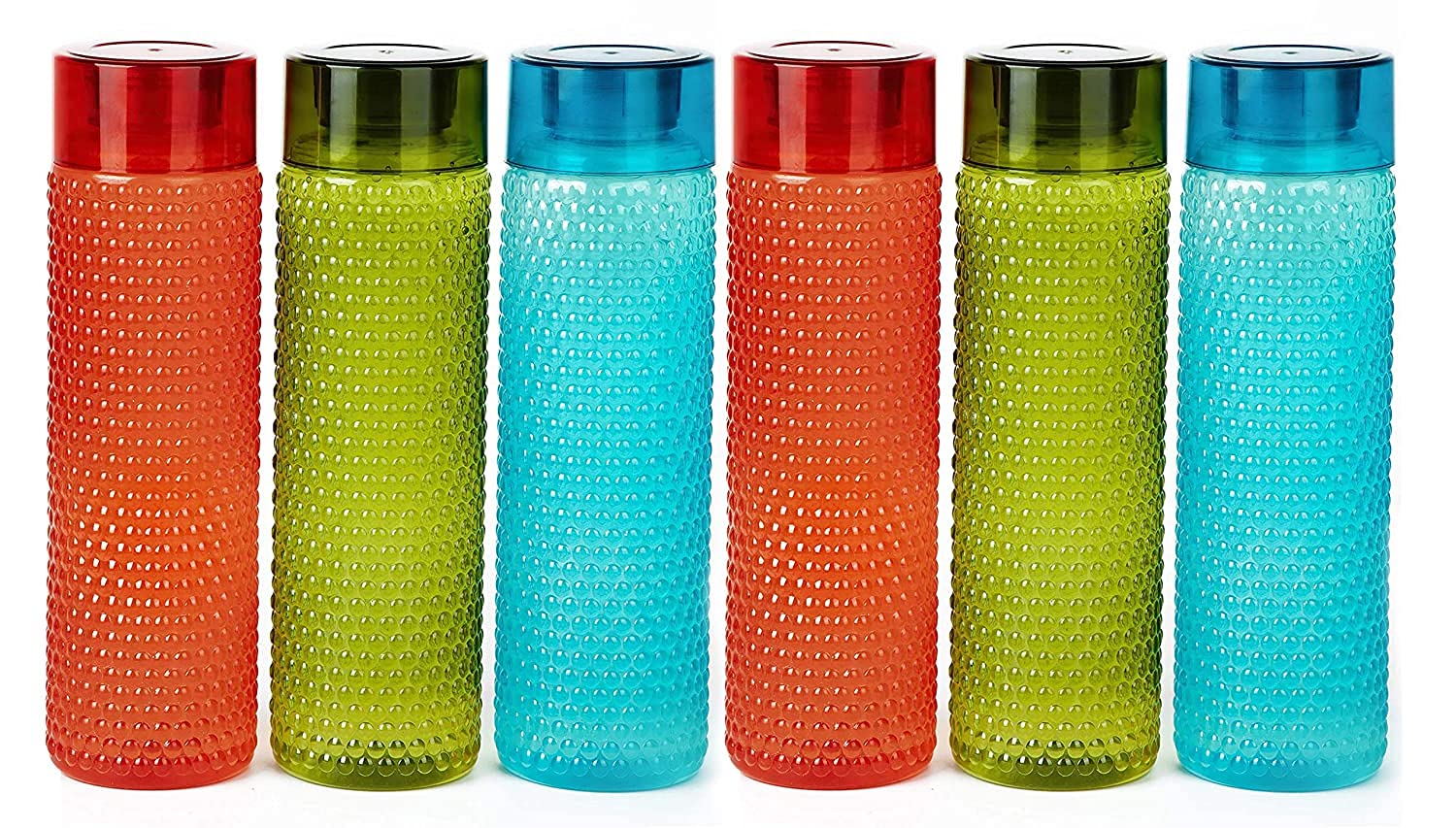Csi International Water Bottle Combo Pack 6, 1000Ml | Plastic Fridge Bottle Set For Home, Office, School, Gym | Unbreakable Bubb