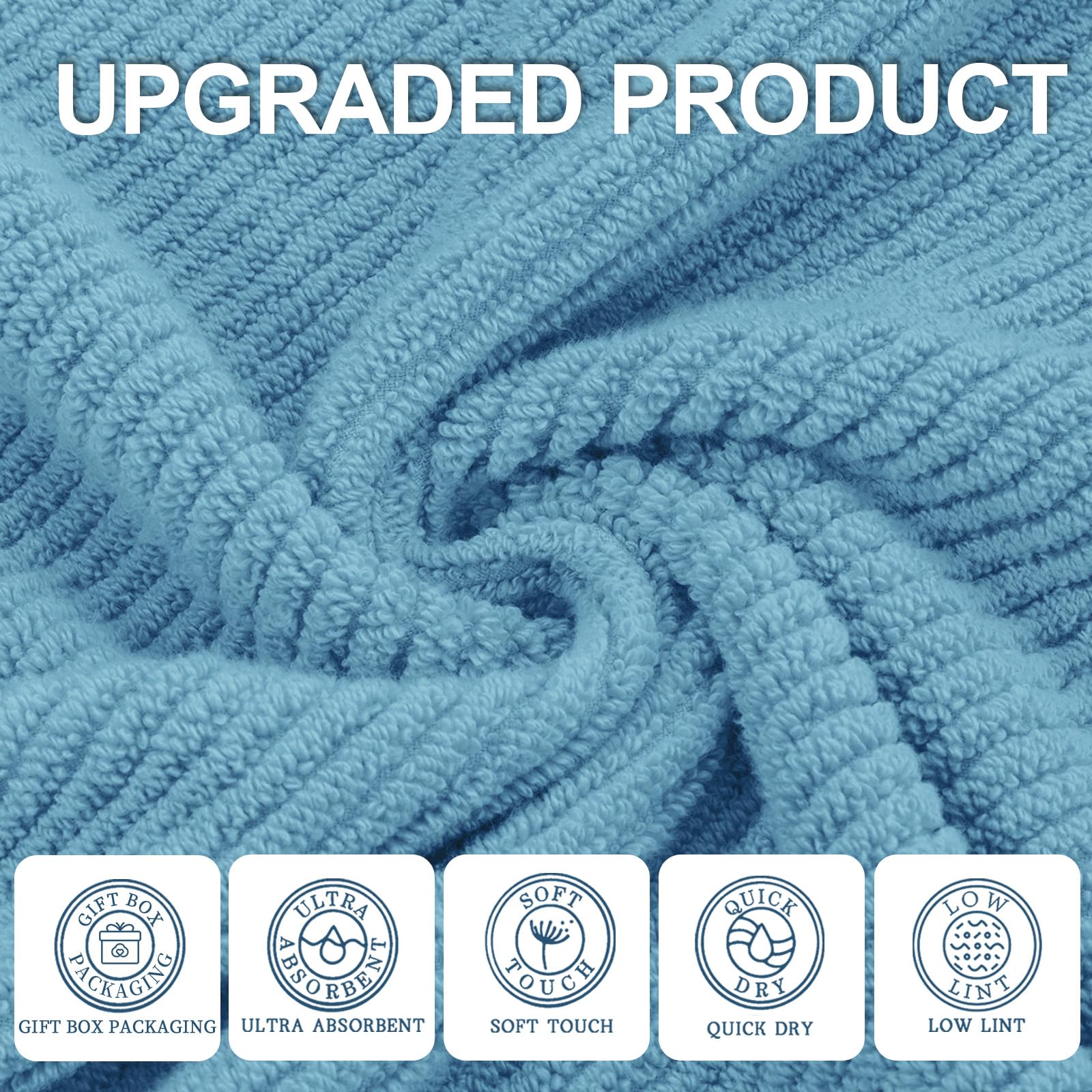 Voova & Movas Bath Towel Set, 4Pc Large 30'' X 56'' - 100% Cotton | Quick Dry | Thick | Light Weight | Soft | Absorbency, Bath T