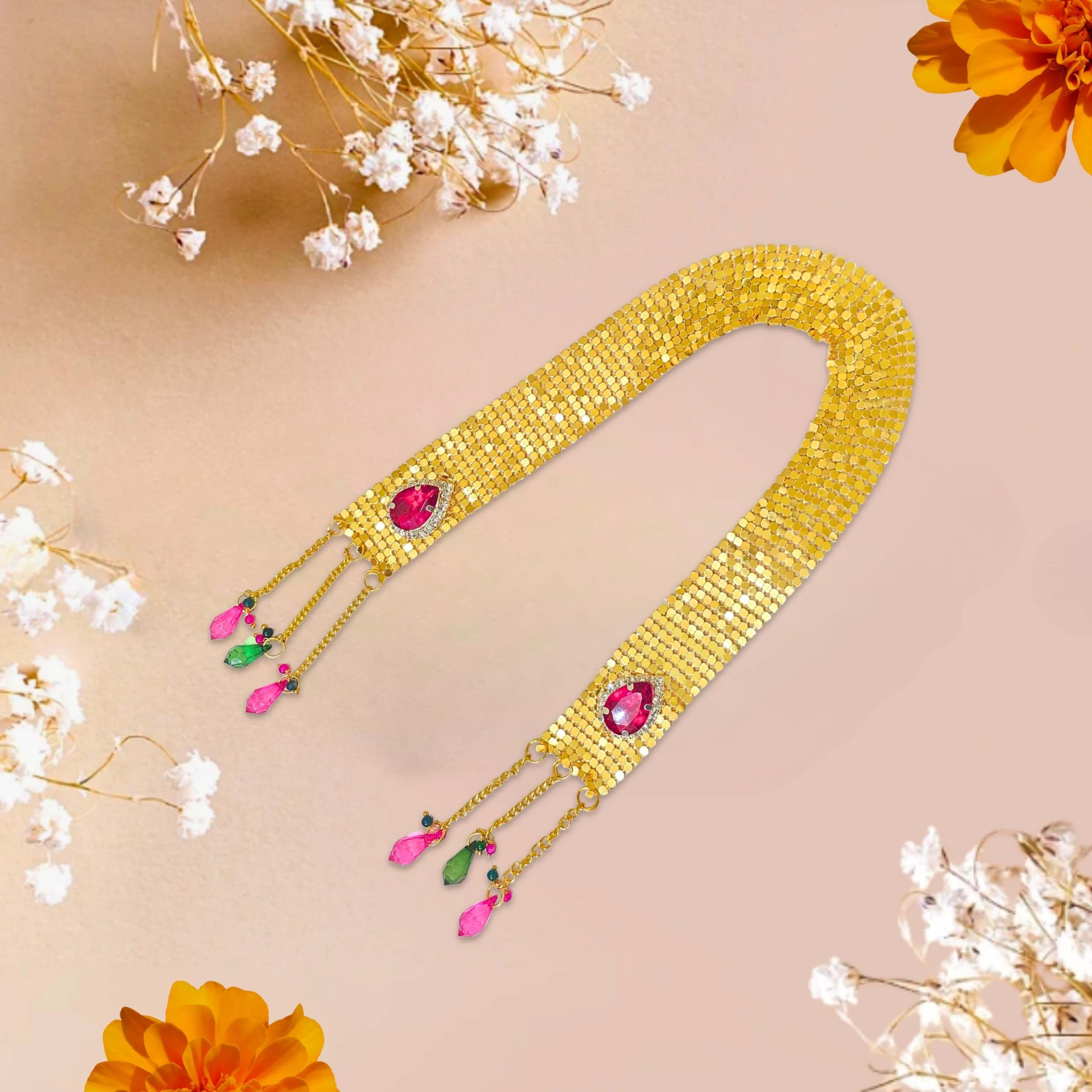 Punyatva Ganpati Shela In Metal(Gold)/ Gauri Ganpati Decoration Accessories/Ganpati Uparna/Shawl For Ganesh Idol/God Poshak