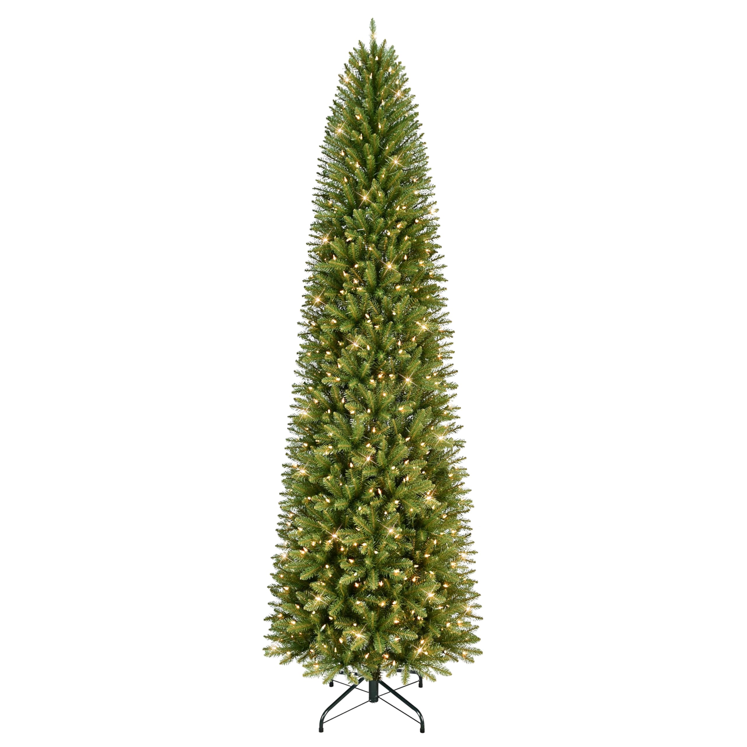 Puleo International 10 Foot Pre-Lit Fraser Fir Pencil Artificial Christmas Tree with 650 UL Listed Clear Lights