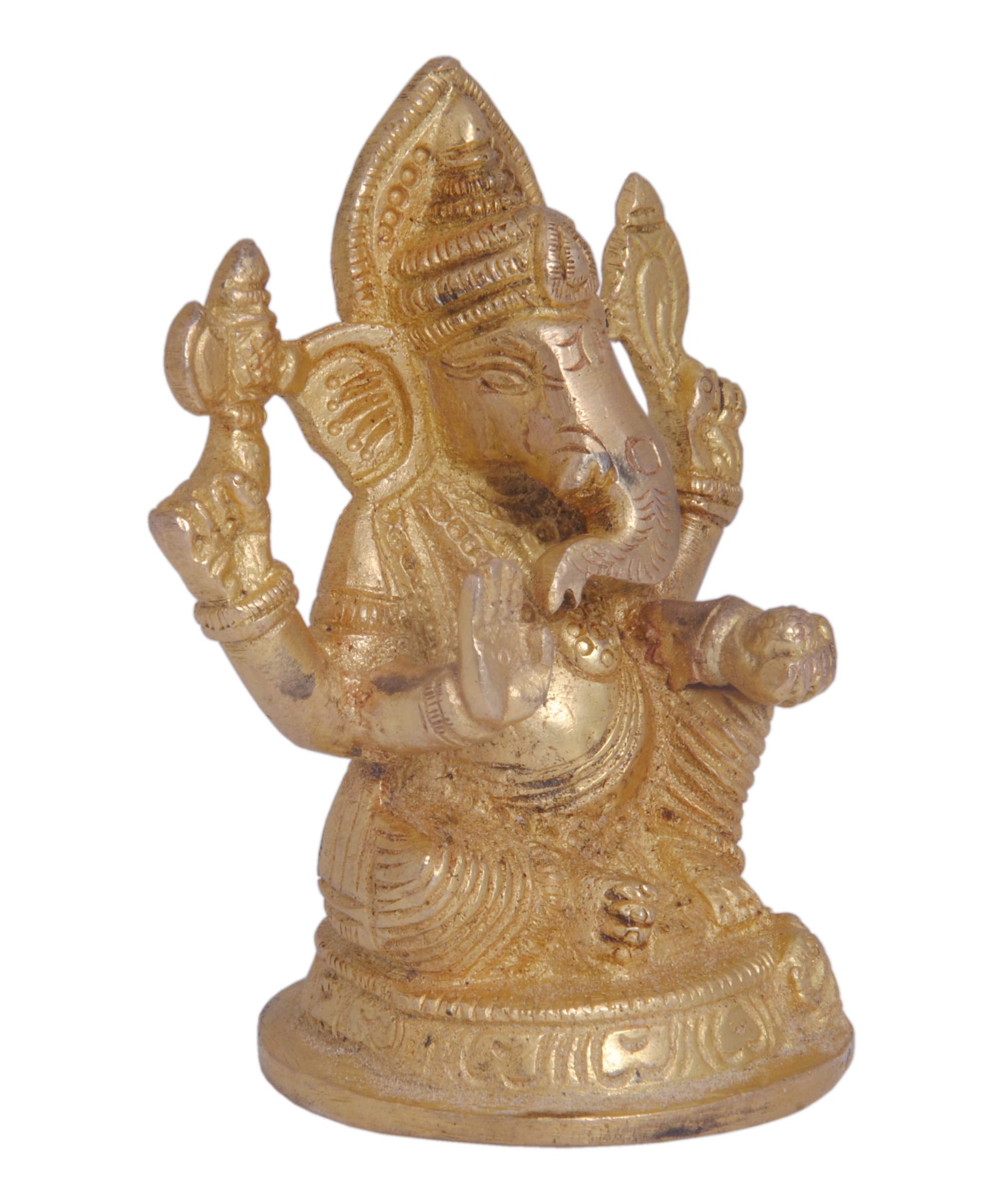 Shiv Shakti Arts Ganesha Sitting Pure Brass Statue - Vastu Poojan Item - Ganesh Ji Showpiece Murti Deewali, Navratri Puja Purpos