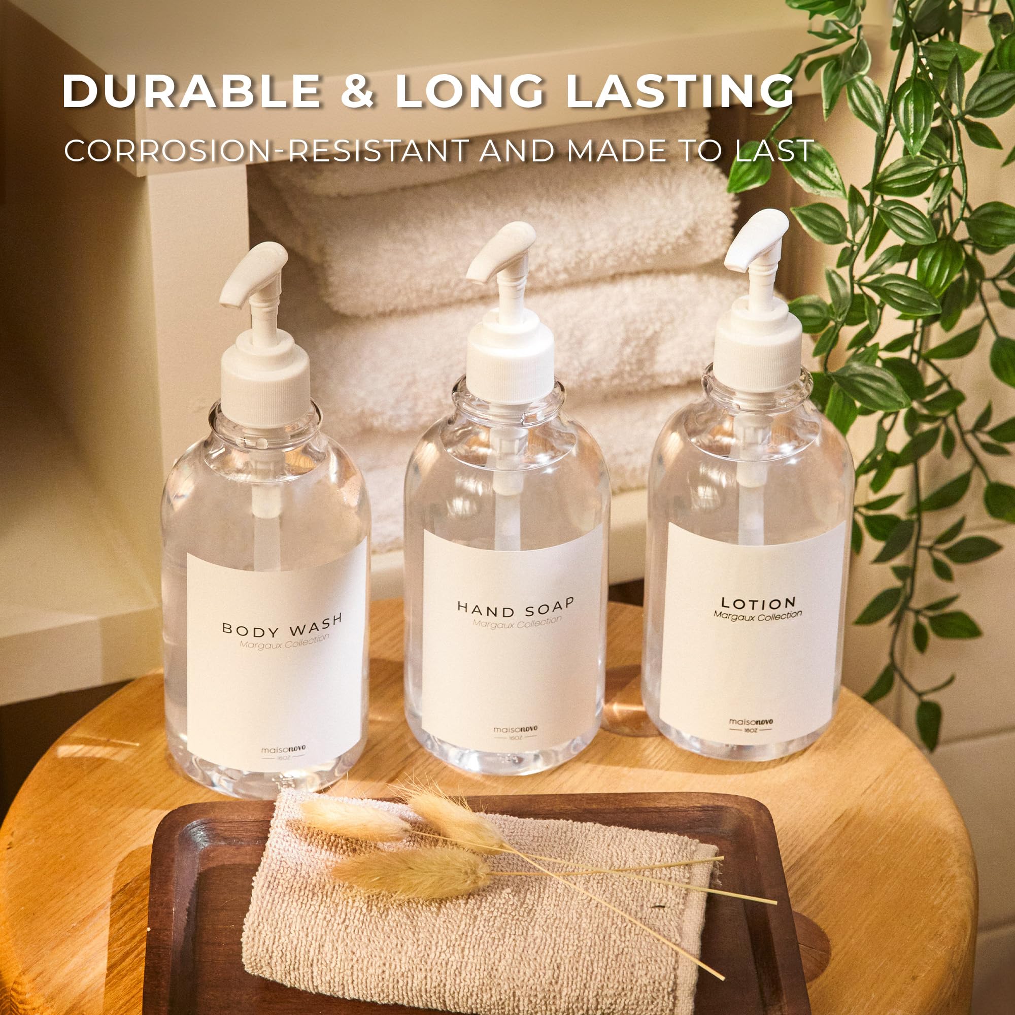 Maisonovo Soap Pump Replacement - 2X White Plastic Pumps - Pump Dispenser - Soap Dispenser Pump Replacement - Stainless Steel So