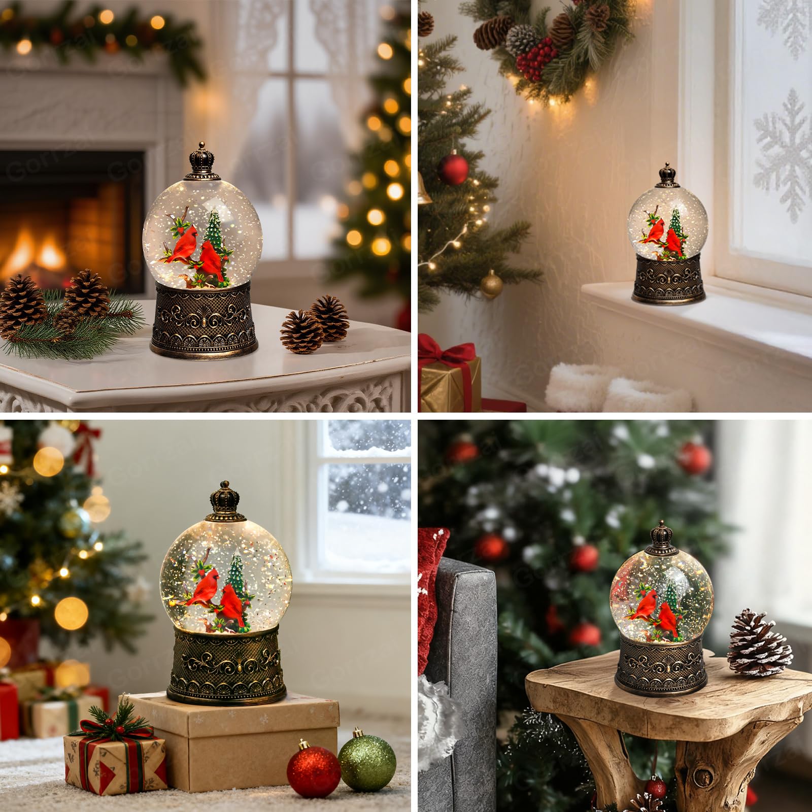 Gorrzai Fall Snow Globe Pumpkin Fall Decorations for Home, Gnome Snow Globe with Turkey Swirling Glitter Timer, Lighted Thanksgi