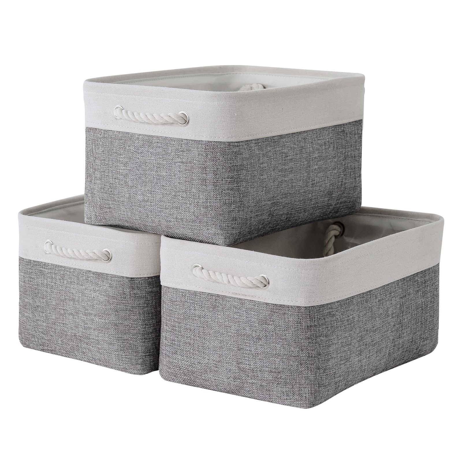 Thewarmhome Storage Bins For Shelves - 13.8L  9.8W  6.7H Inch 3 Pack Medium Collapsible Storage Baskets For Organizing | Fabric