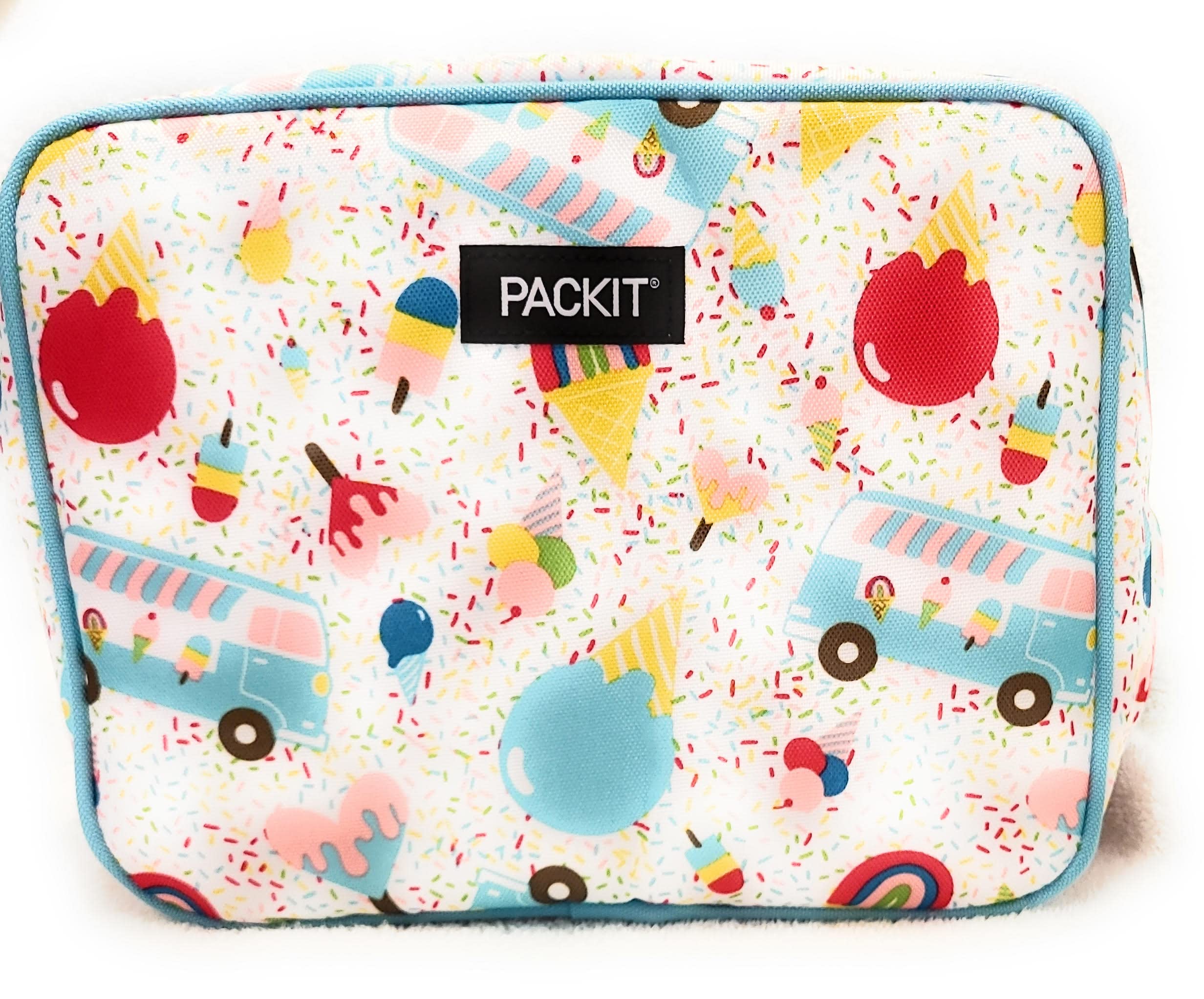 Packit Freezable Classic Lunchbox, Ice Cream Social, Teal (Pkt-Cb=Spc)