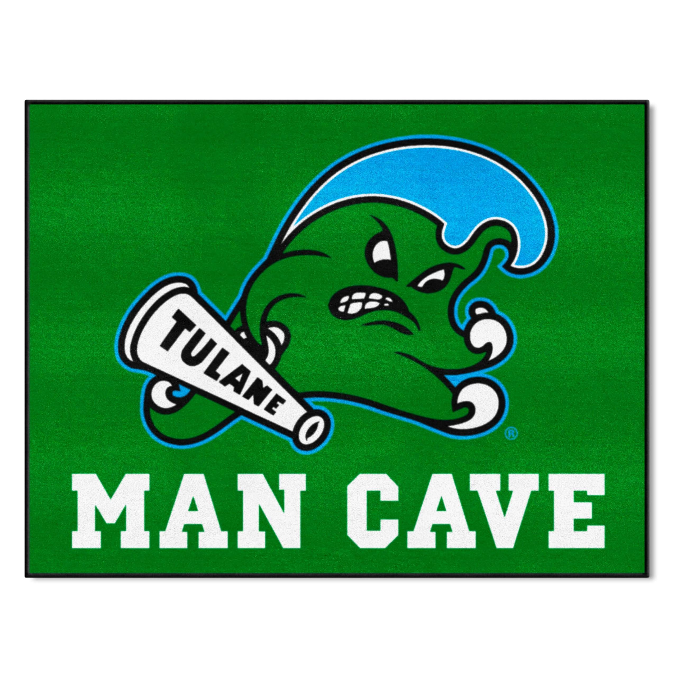 FANMATS 23088 Tulane Green Wave Man Cave All-Star Rug - 34 in. x 42.5 in.