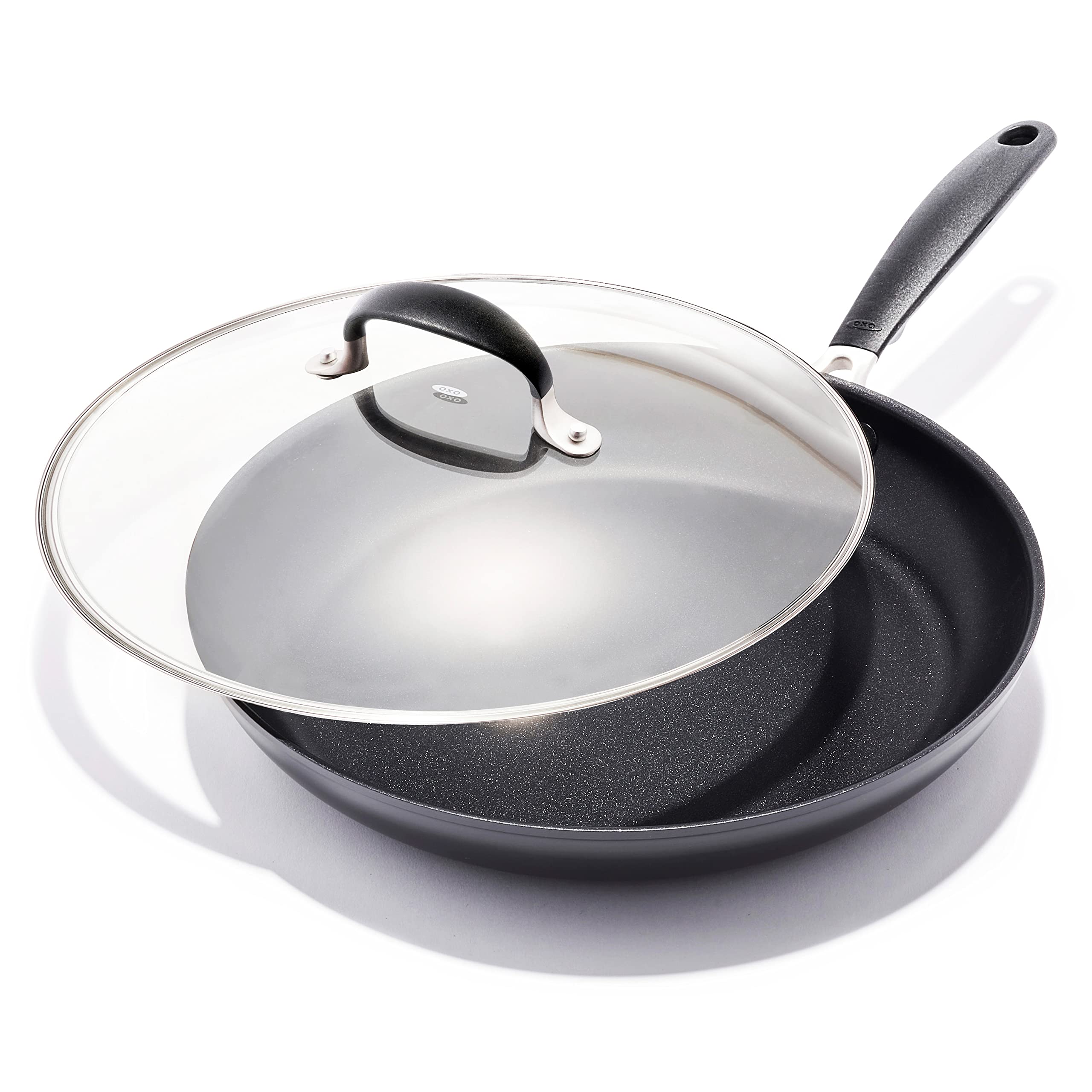 Oxo Good Grips 12'' Frying Pan Skillet With Lid, 3-Layered German Engineered Nonstick Coating, Stainless Steel Handle With Nonsl