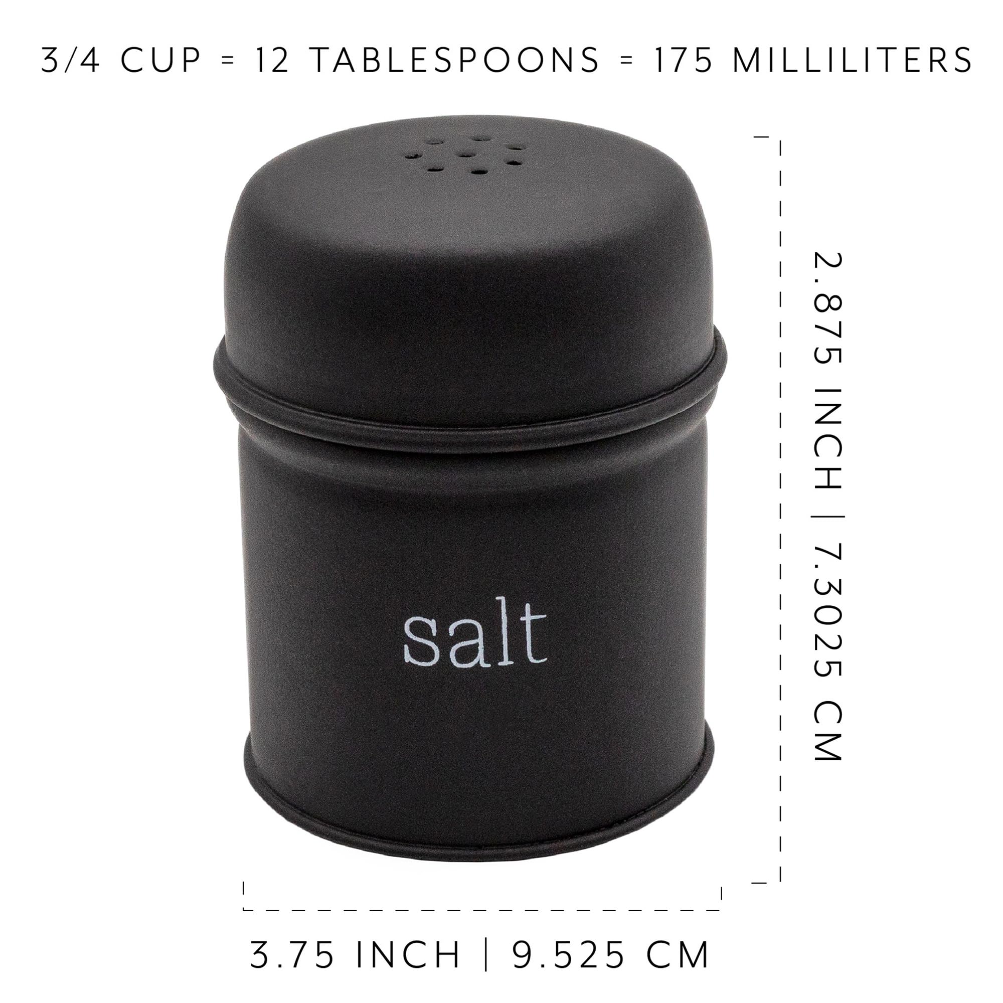 Auldhome Salt And Pepper Shaker Set (Black) Contemporary Modern Farmhouse Retro Enamel Style Shaker Set