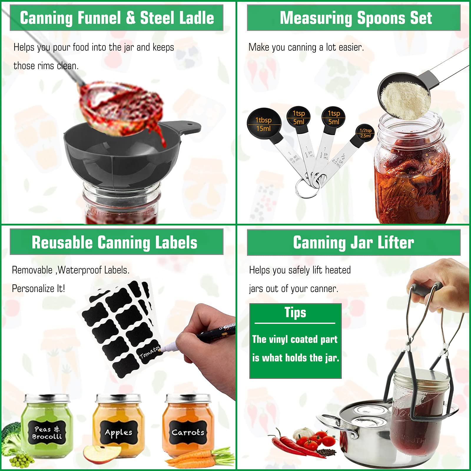Canning Kit, Canning Supplies Starter Kit, Food Grade Stainless Steel Canning Set For Beginner,Canning Essential Tools For Water