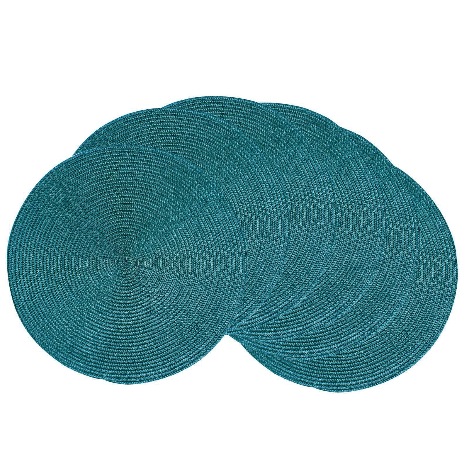 Ahhfsmei Round Braided Placemats 15 Inch Round Table Mats For Dining Tables Natural Woven Heat Resistant Place Mats Set Of 6 (Te