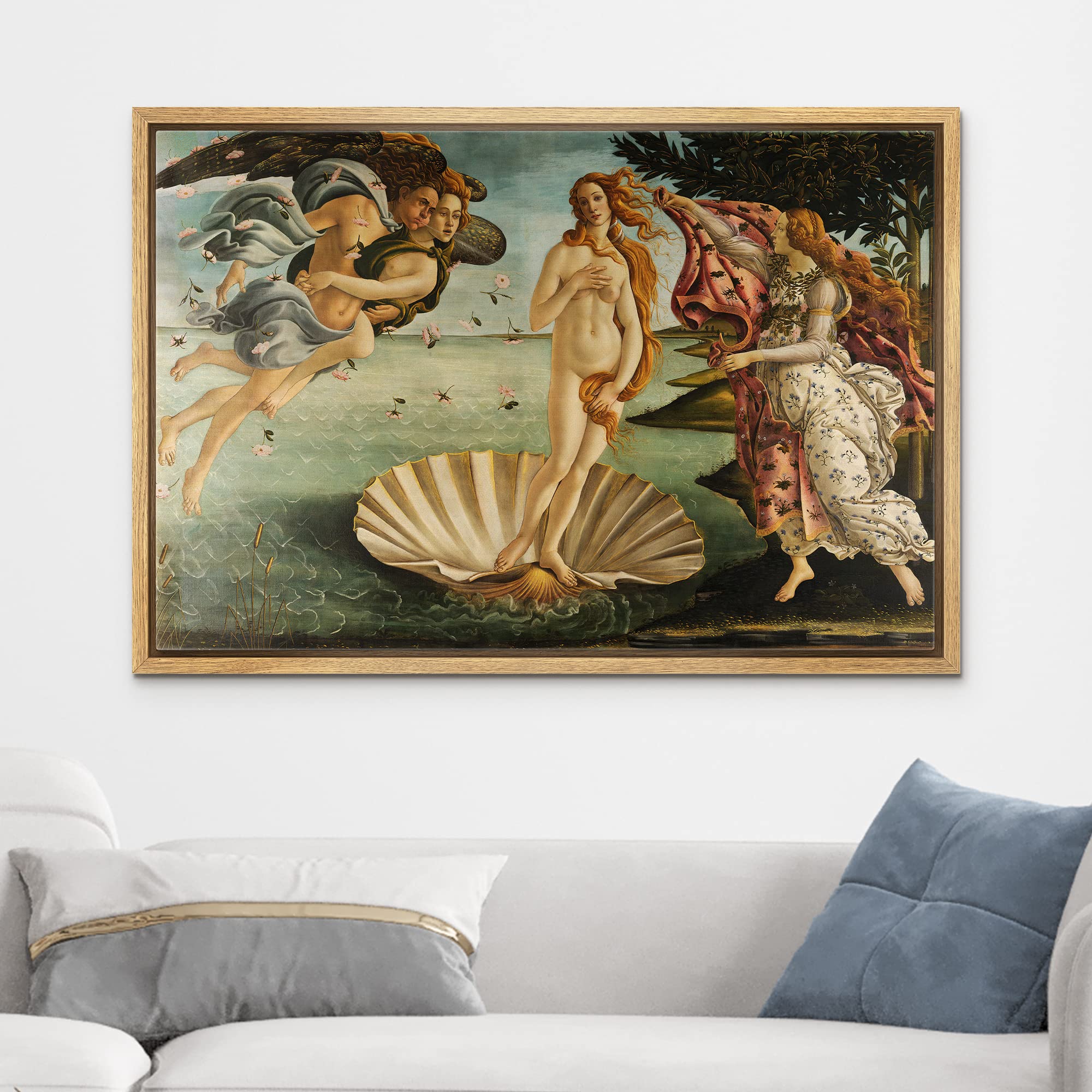 Wall26 Birth Of Venus By Botticelli Giclee Framed Canvas Prints Wrapped Gallery Wall Art, Stretched & Framed Ready To Hang - 24'