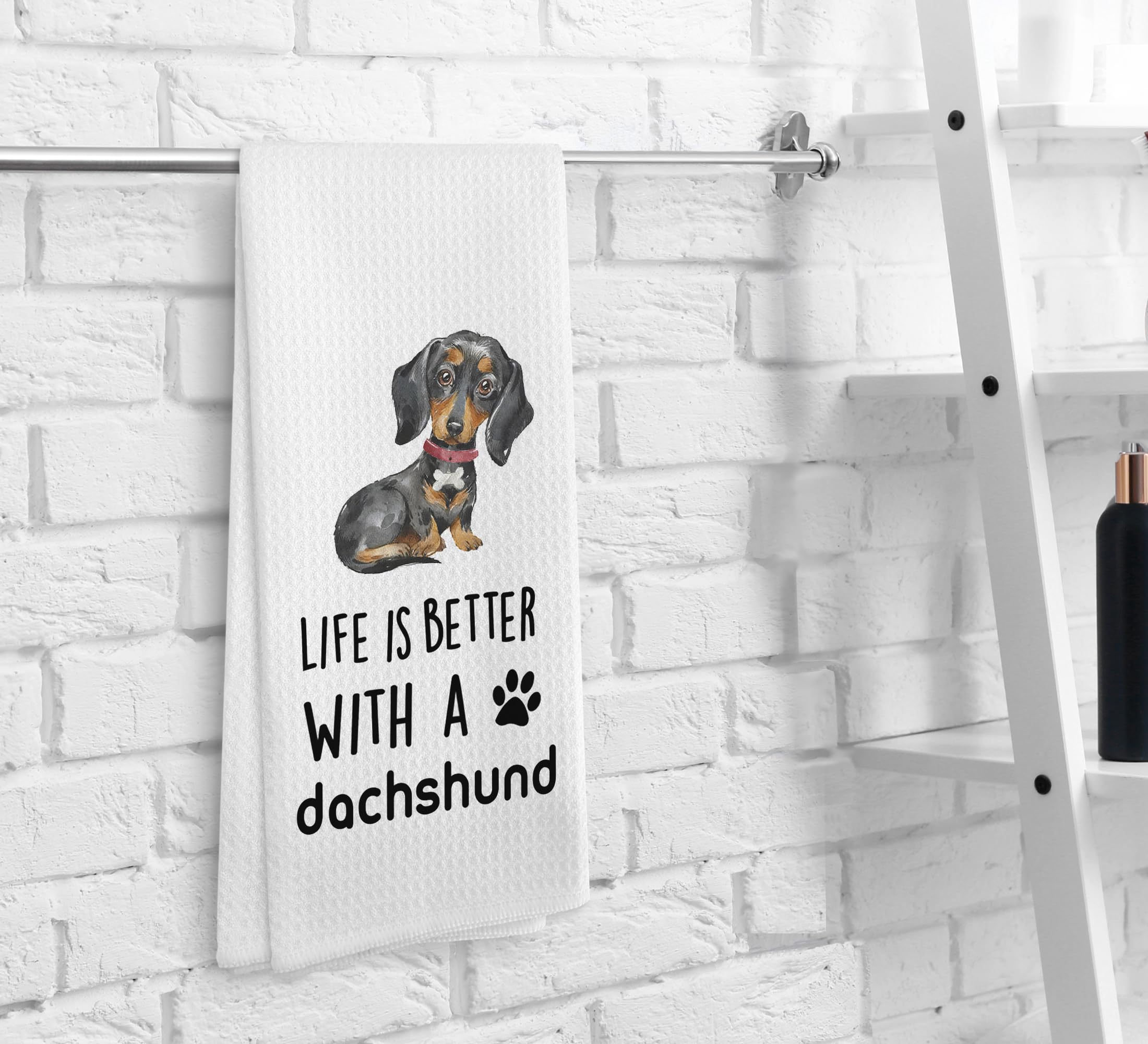 NOQL Dachshund Kitchen Towels and Dishcloths, Wiener Dog Gifts for Women, 1624 Inches(Dachshund-5)