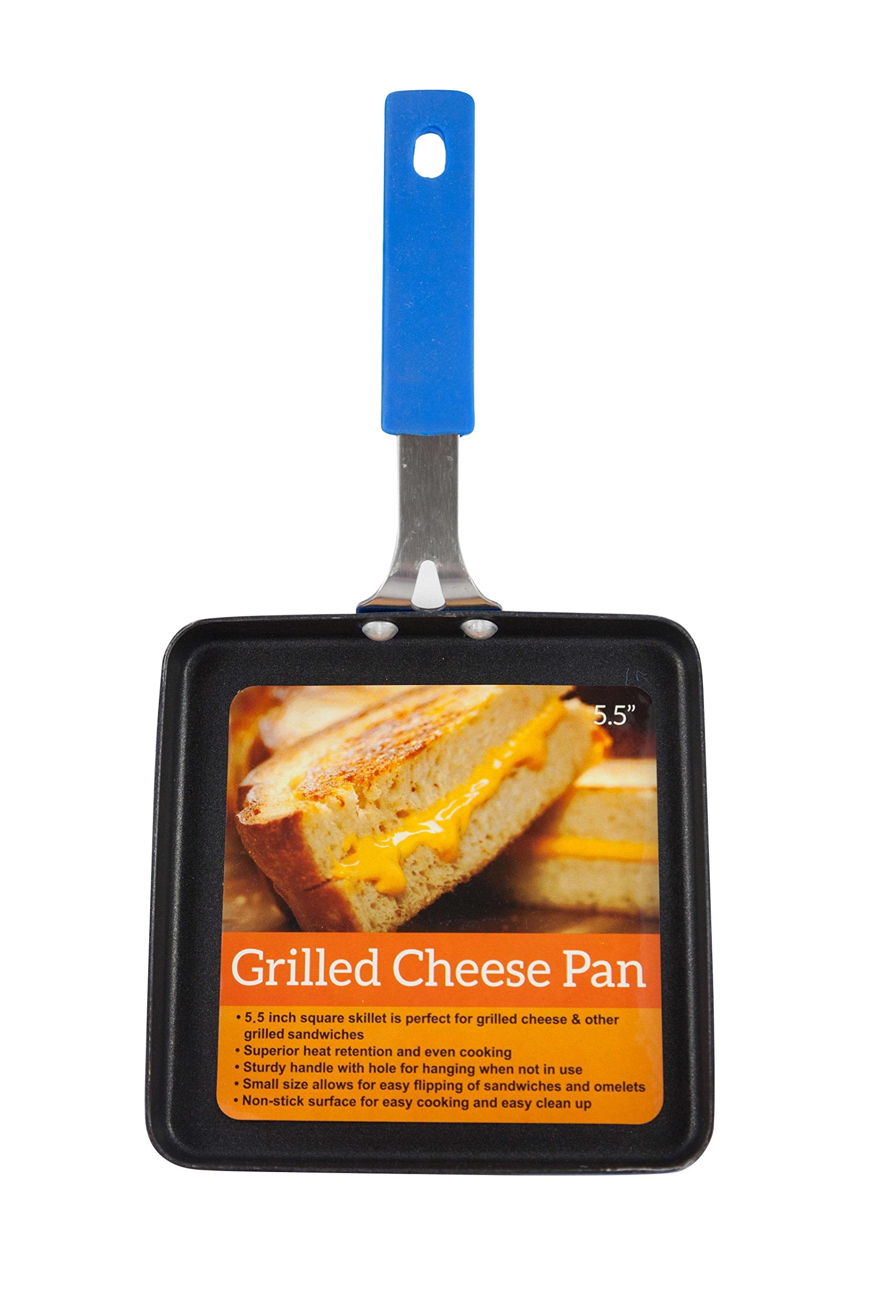 Items 4 U Grilled Cheese Non-Stick Pan, 5.5 Inch, Square, Blue, 1-Pack, Model 00550