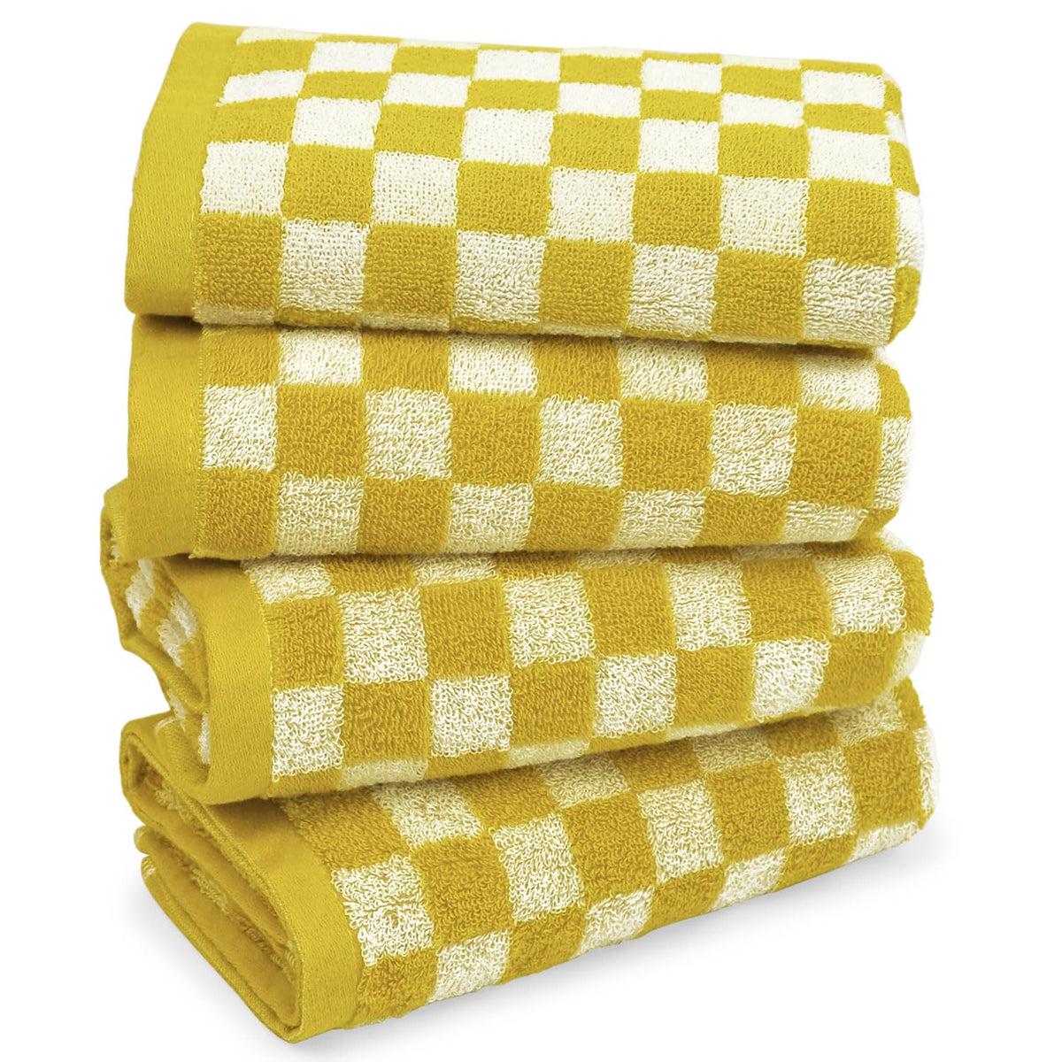 Jacquotha 4 Pcs Hand Towels For Bathroom Checkered, Cotton Soft Absorbent Hand Towels Checkered Towel, 13 X 29 Inches Cute Patte
