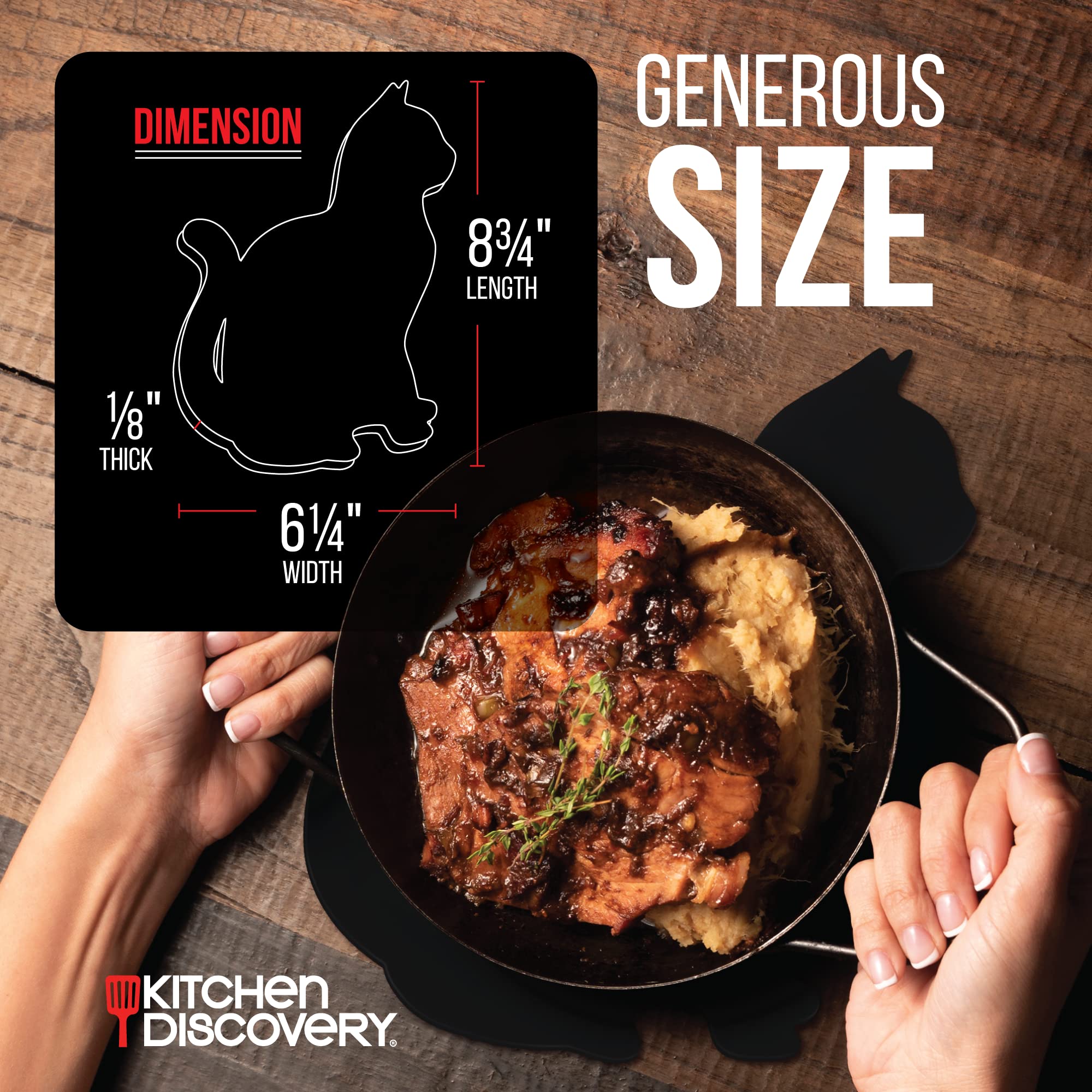 Silicone Cat Trivet - Kitchen Discovery - Protects Tables And Counters From Heat And Moisture. Fun For Those Who Love Cat Kitche