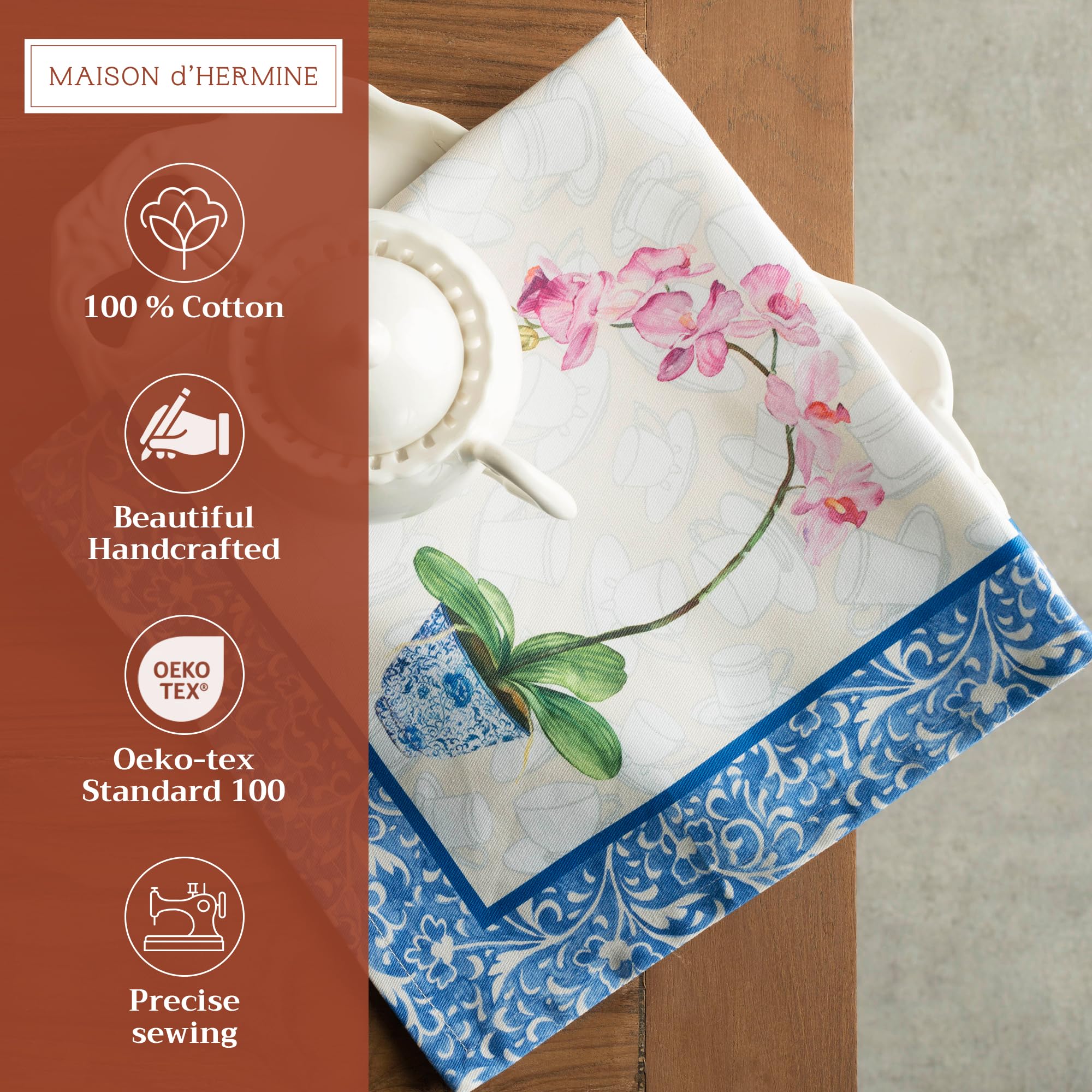 Maison d' Hermine Napkin 100% Cotton 20 Inch x 20 Inch Set of 4 Dinner Napkins  Decorative Washable Cloth Napkin for Gifts  Dining  Buffet Parties & Camping  Canton - Spring/Summer