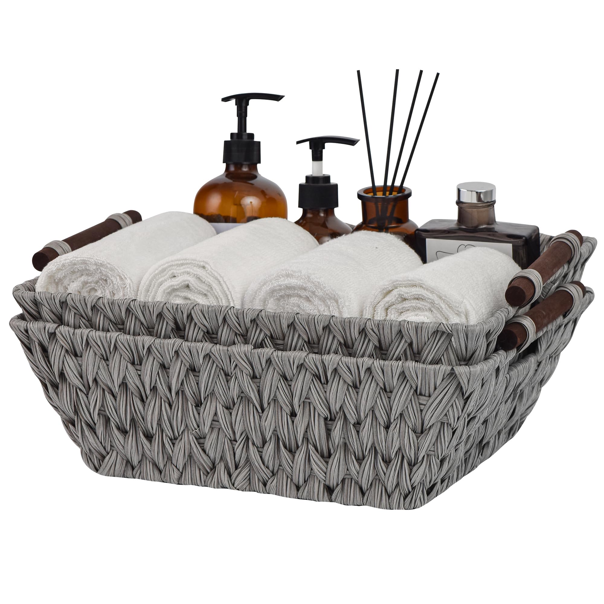 Granny Says Wicker Storage Baskets, Wicker Baskets For Organizing, Waterproof Wicker Basket With Handles, Storage Baskets For Sh