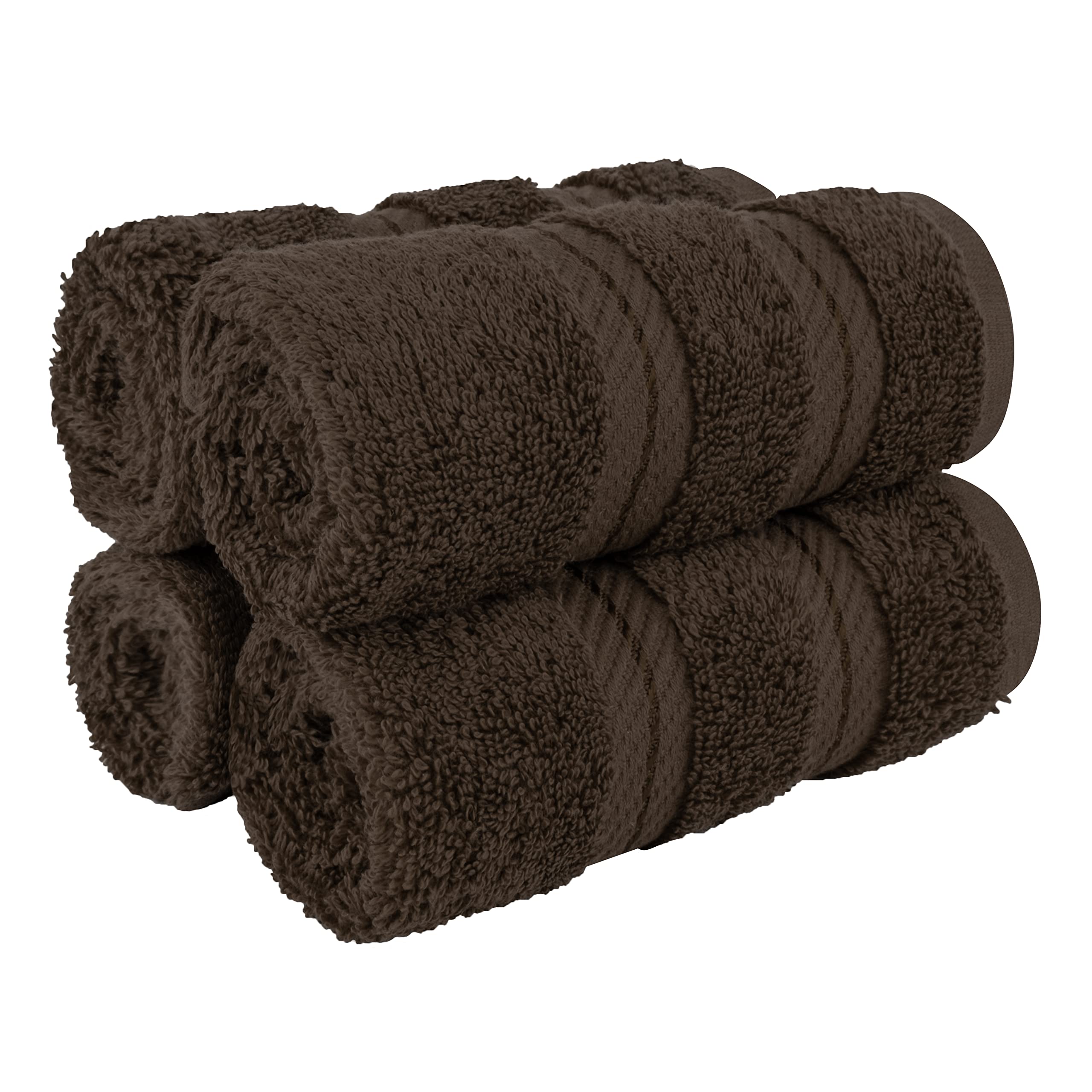 American Soft Linen Luxury Washcloths for Bathroom  100% Turkish Cotton Washcloth Set of 4  13x13 in Soft Washcloths for Body and Face  Baby Washcloths  Brown Washcloths