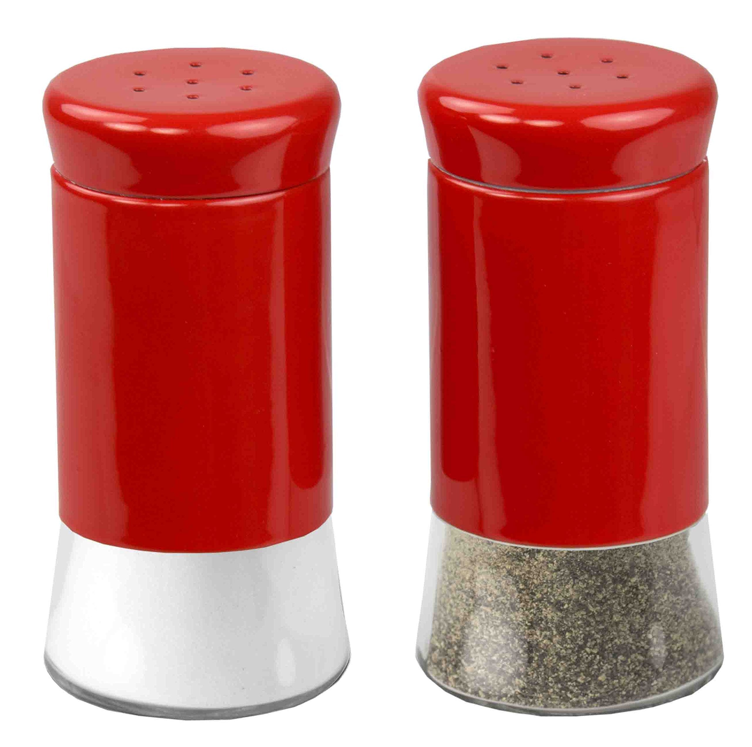 Retro-Styled Stainless Steel Salt and Pepper Shakers (Red), By Home Basics | 2 Piece Shakers for Salt, Pepper, Cumin, Cinnamon, 